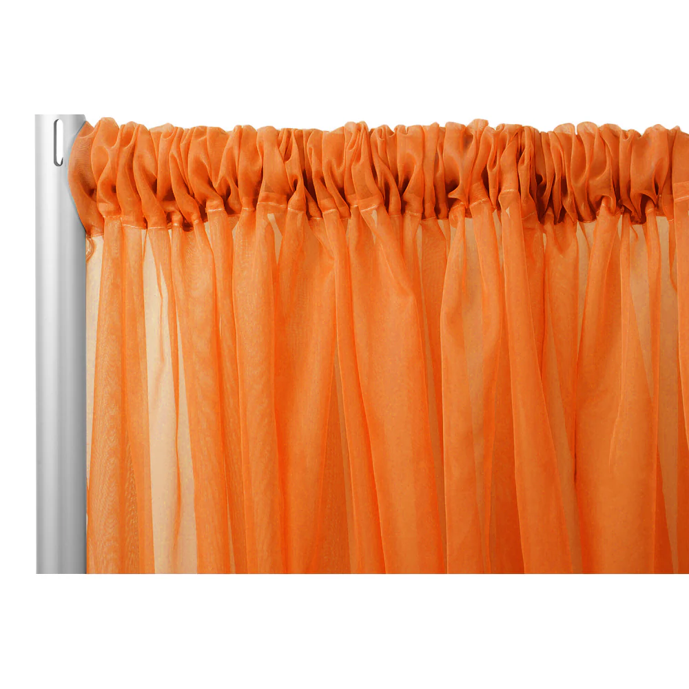 Sheer Voile Flame Retardant (FR) 10ft H x 118" W Drape/Backdrop Curtain Panel - Orange