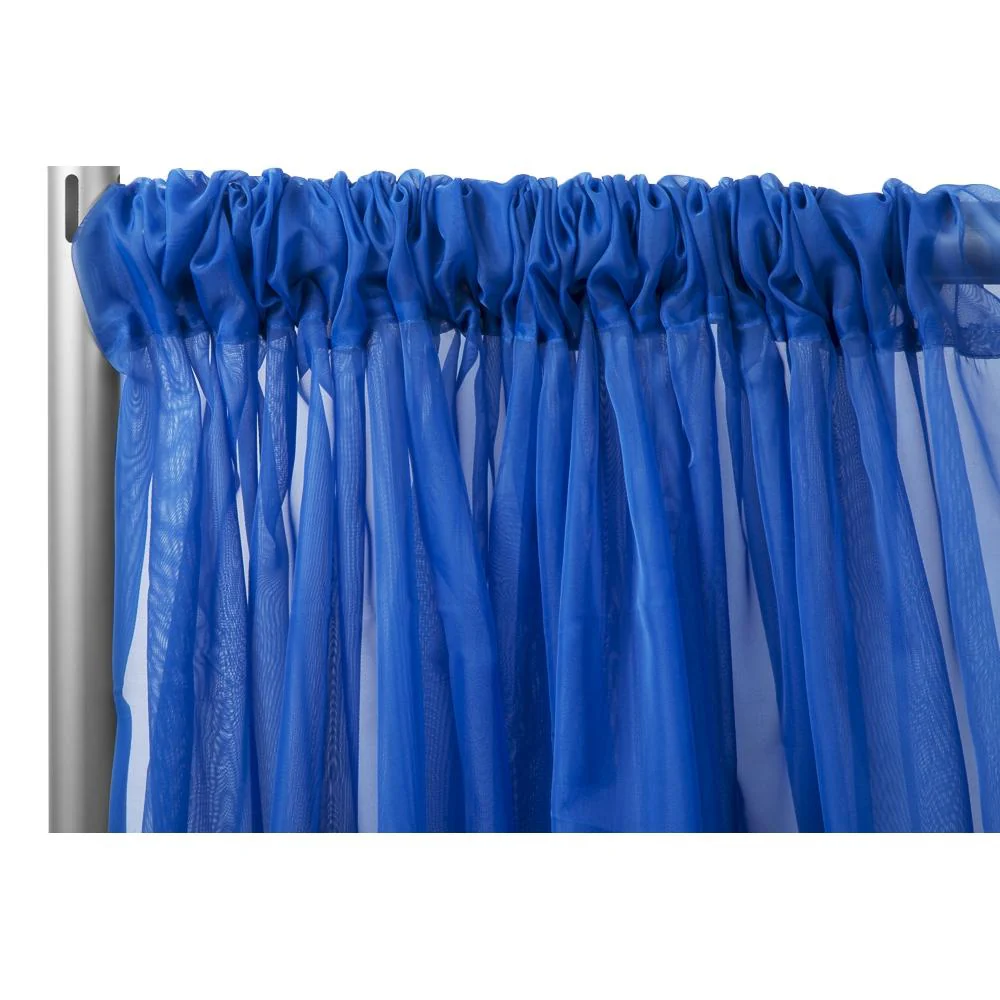 Sheer Voile Flame Retardant (FR) 10ft H x 118" W Drape/Backdrop Curtain Panel - Royal Blue