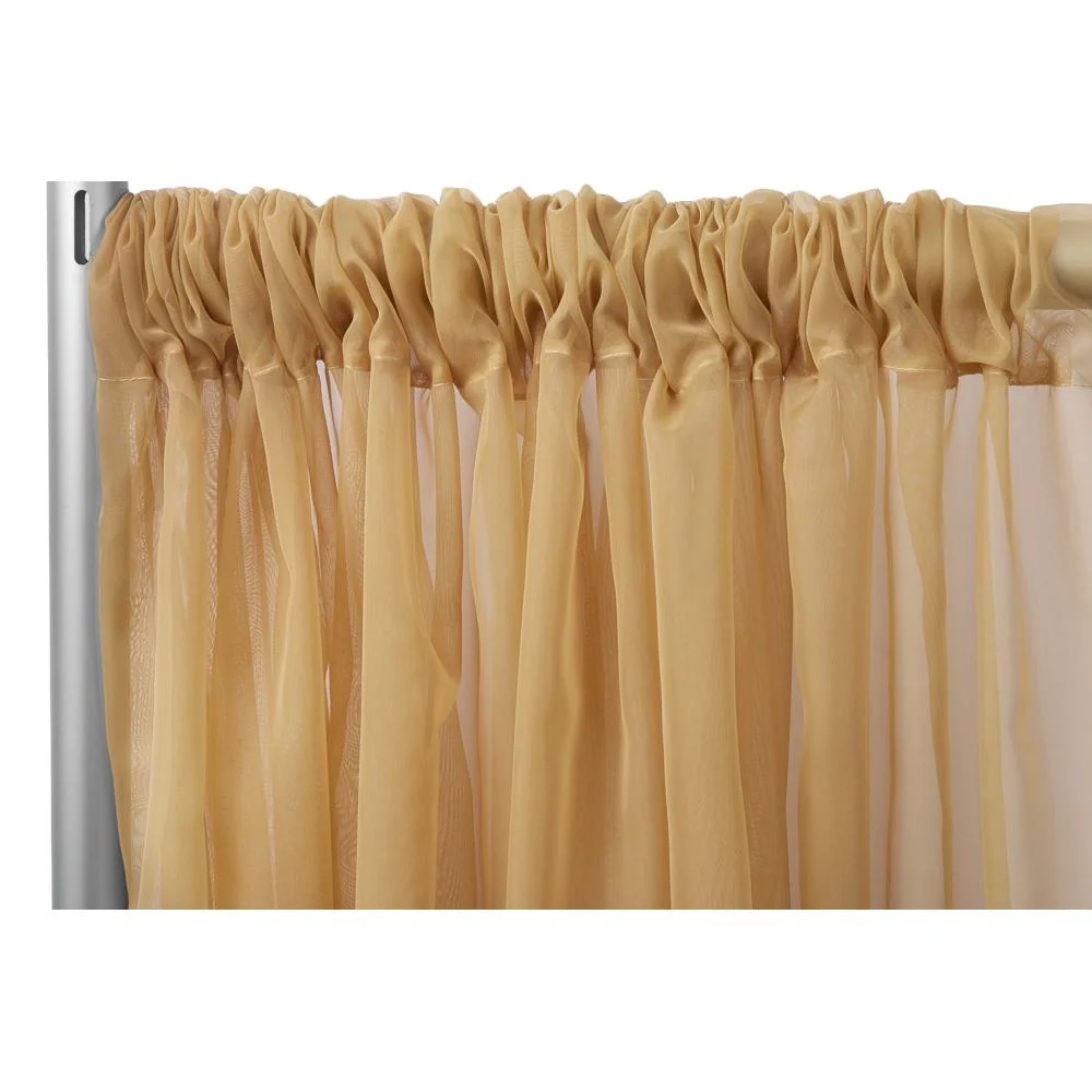 Sheer Voile Flame Retardant (FR) 14ft H x 118" W Drape/Backdrop Curtain Panel - Gold
