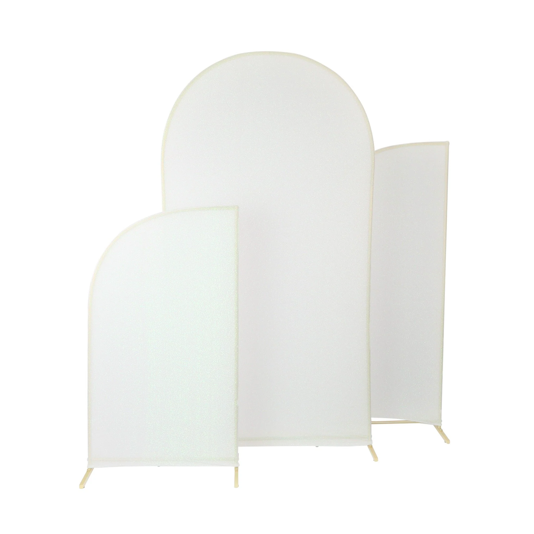 Shimmer Spandex Arch Covers for Chiara Frame Backdrop 3pc/set - Iridescent White