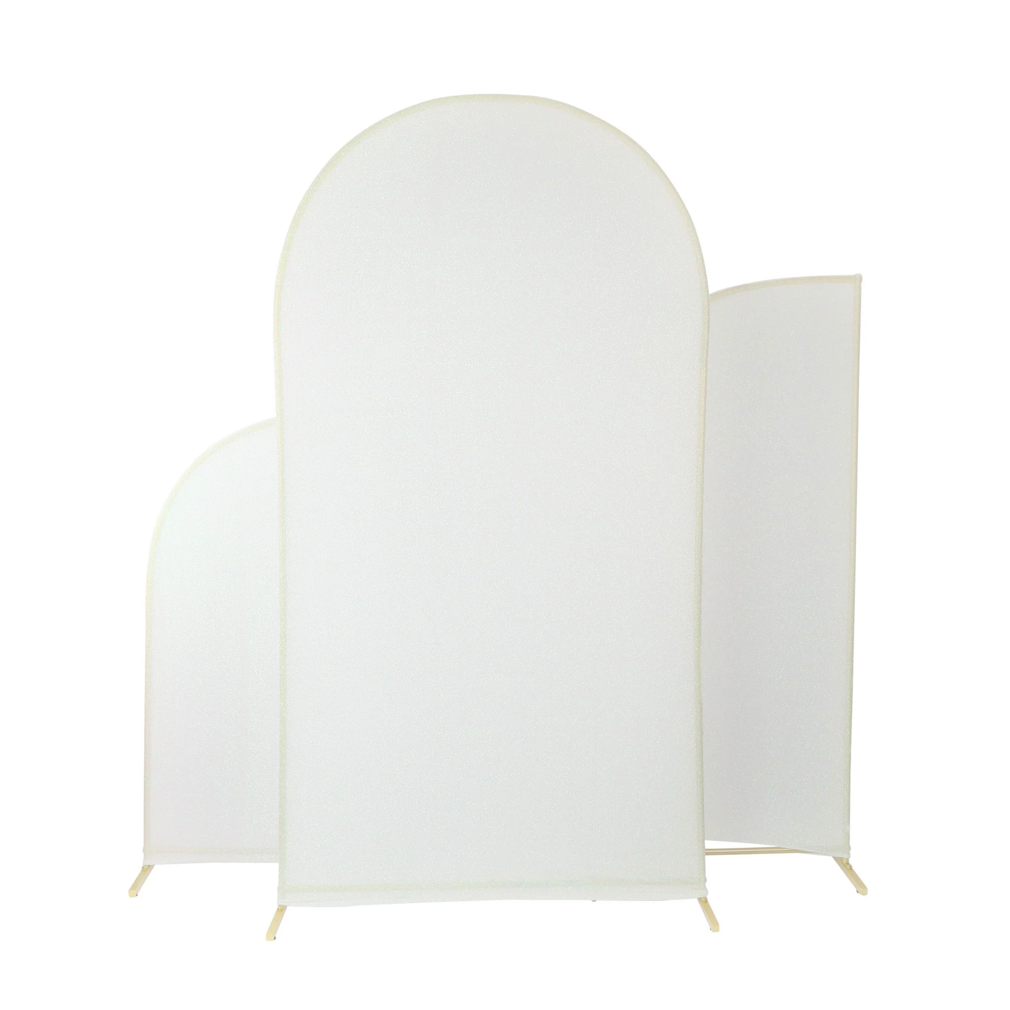 Shimmer Spandex Arch Covers for Chiara Frame Backdrop 3pc/set - Iridescent White - Image 5