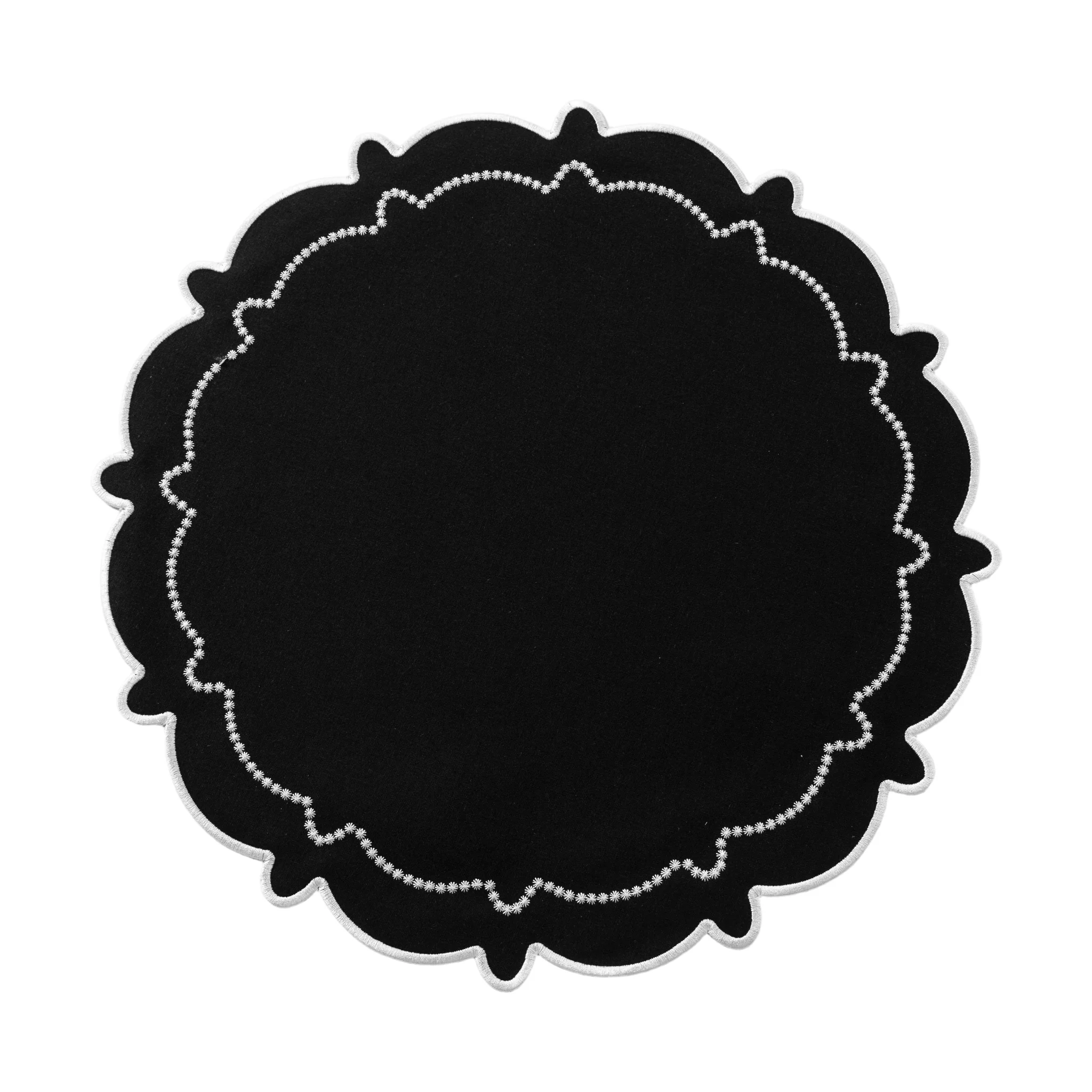 4pc/set Signature Scallop Placemats - Black/White Trim