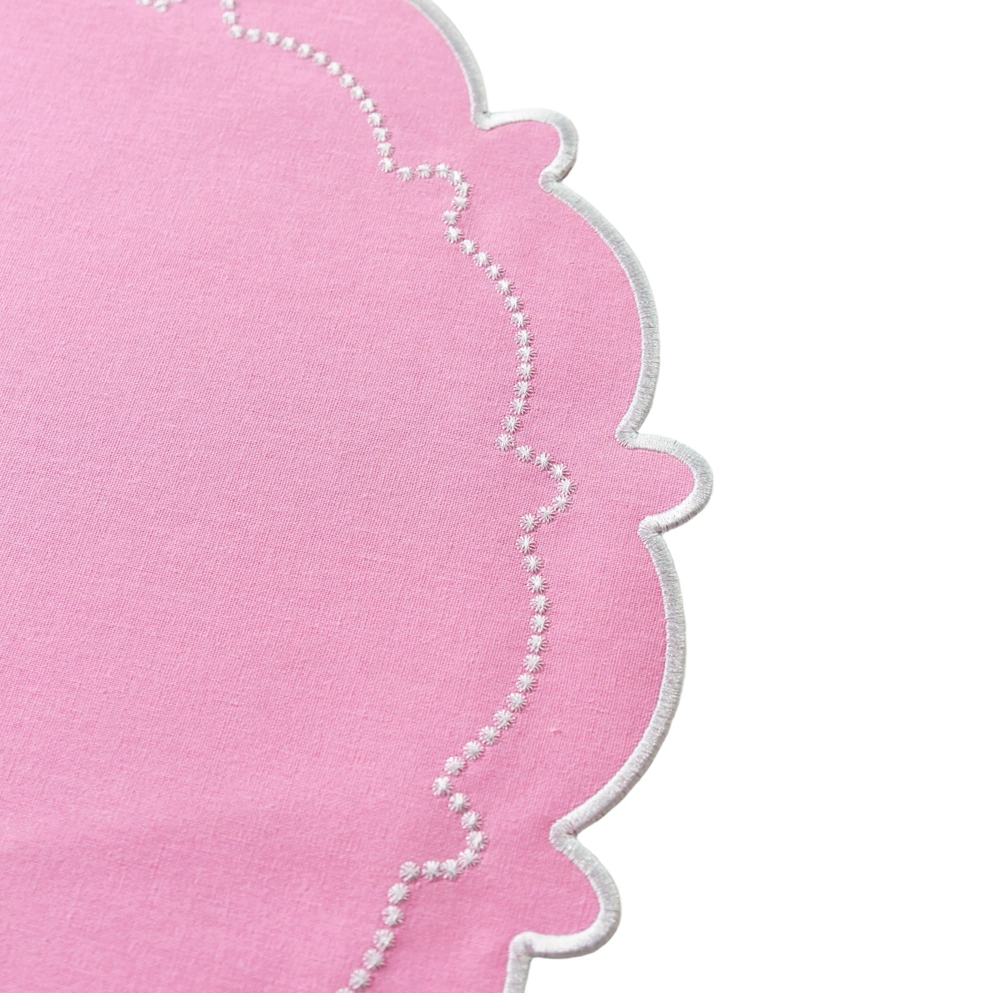 4pc/set Signature Scallop Placemats - Pink/White Trim - Image 4