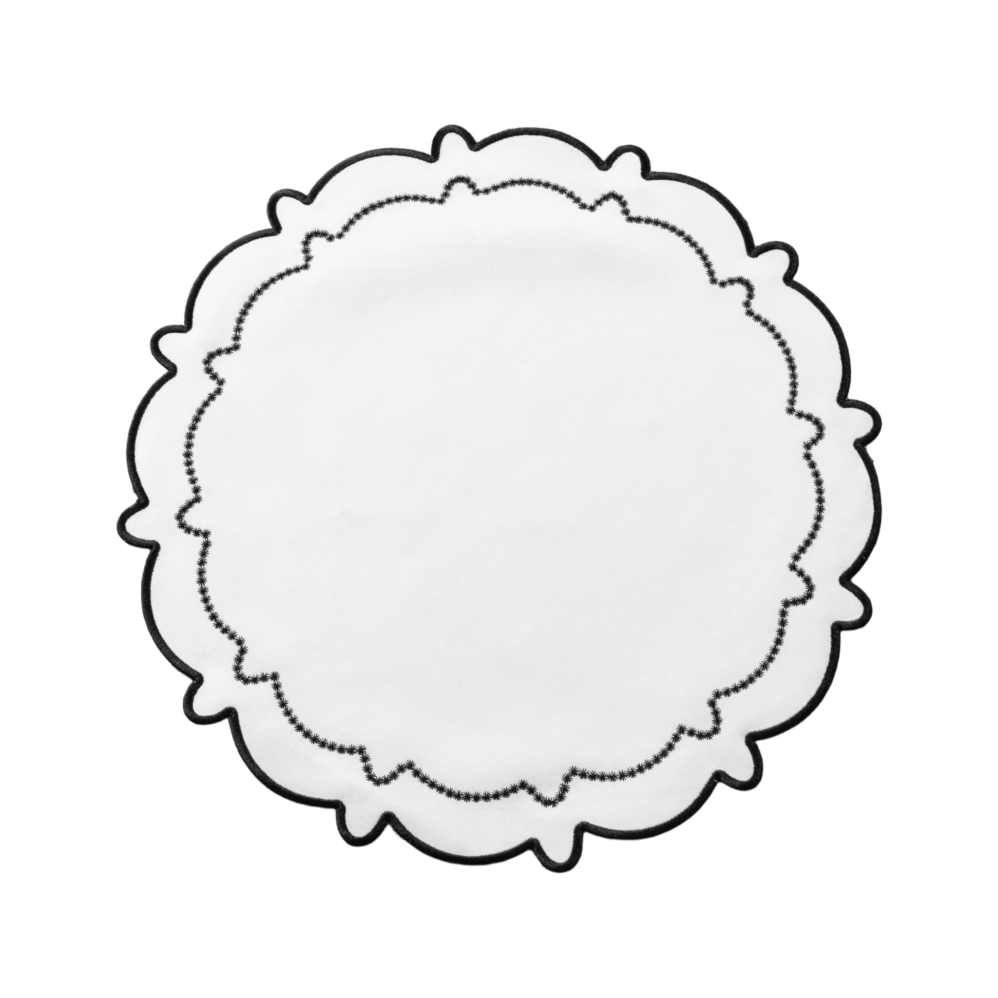 4pc/set Signature Scallop Placemats - White/Black Trim