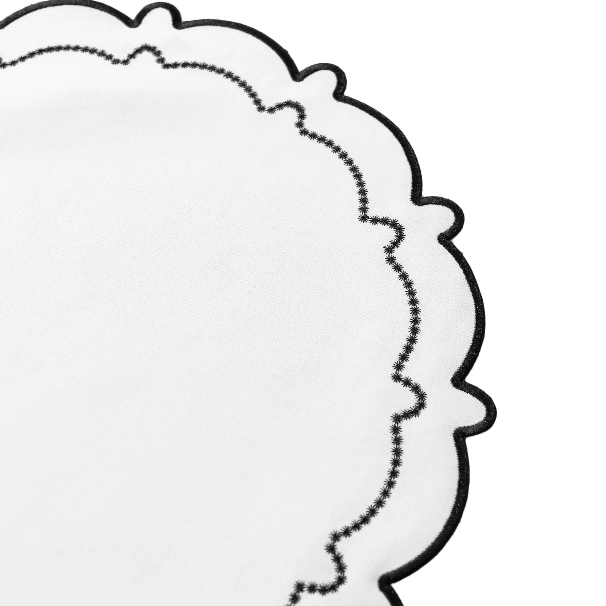 4pc/set Signature Scallop Placemats - White/Black Trim - Image 4