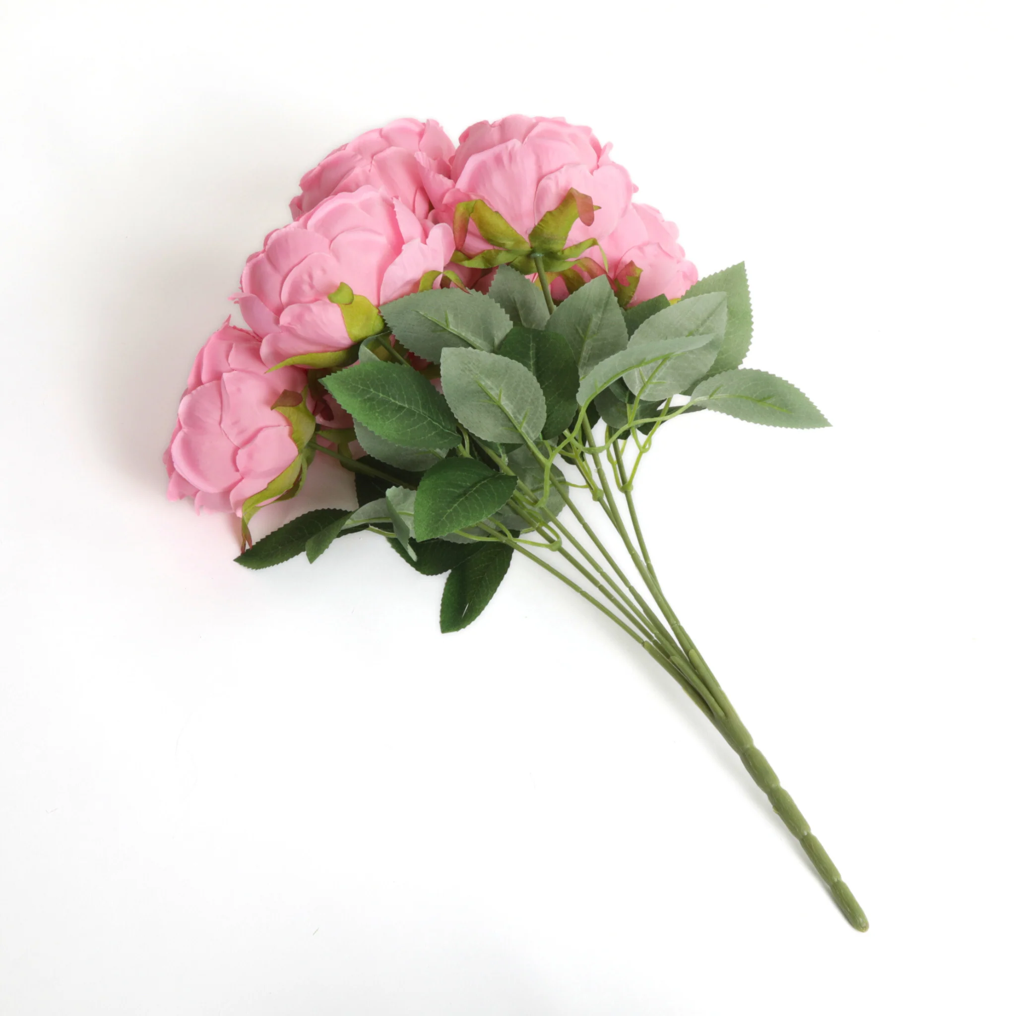 Silk Artificial Peony Flower Bush Bundle - Light Pink - Image 2