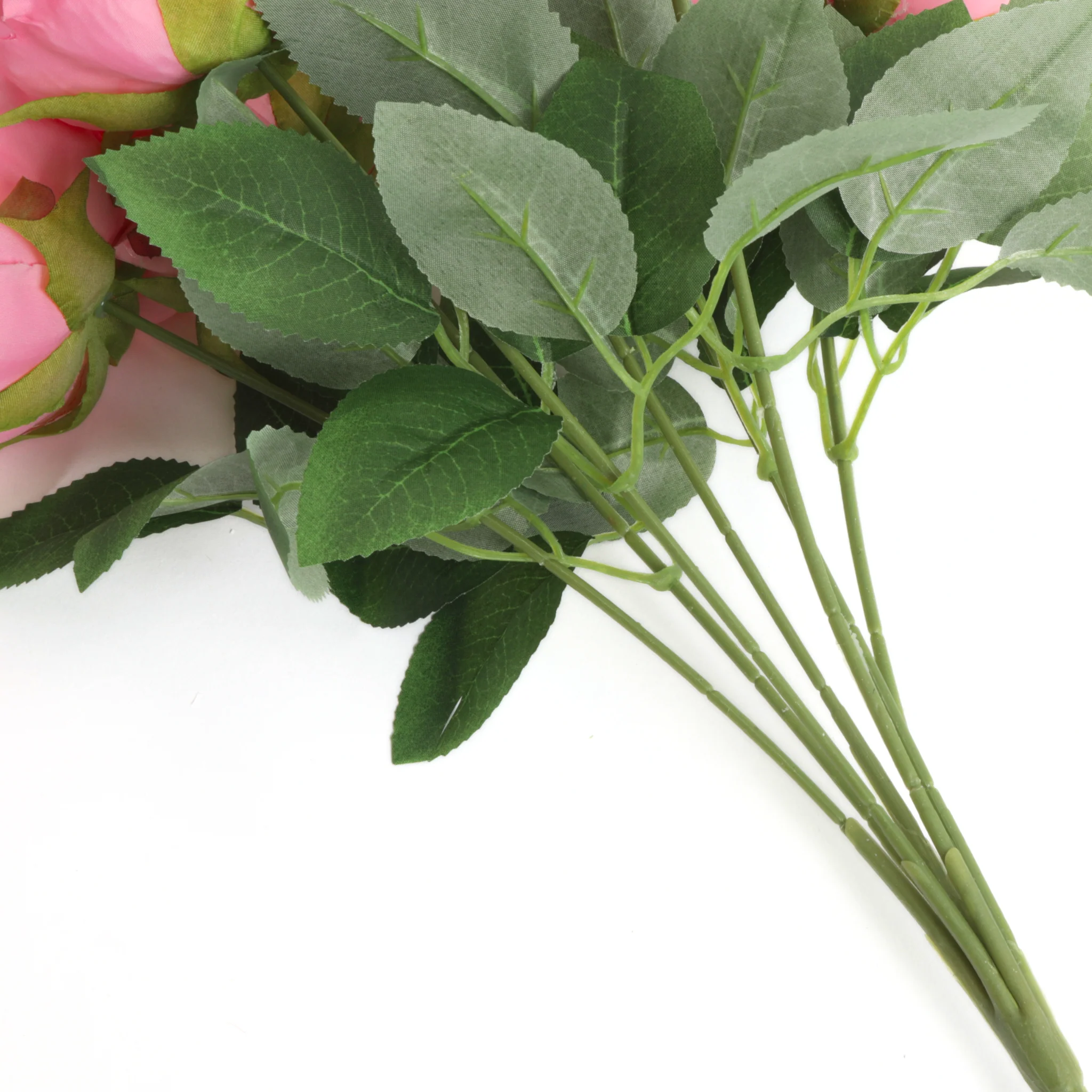 Silk Artificial Peony Flower Bush Bundle - Light Pink - Image 3