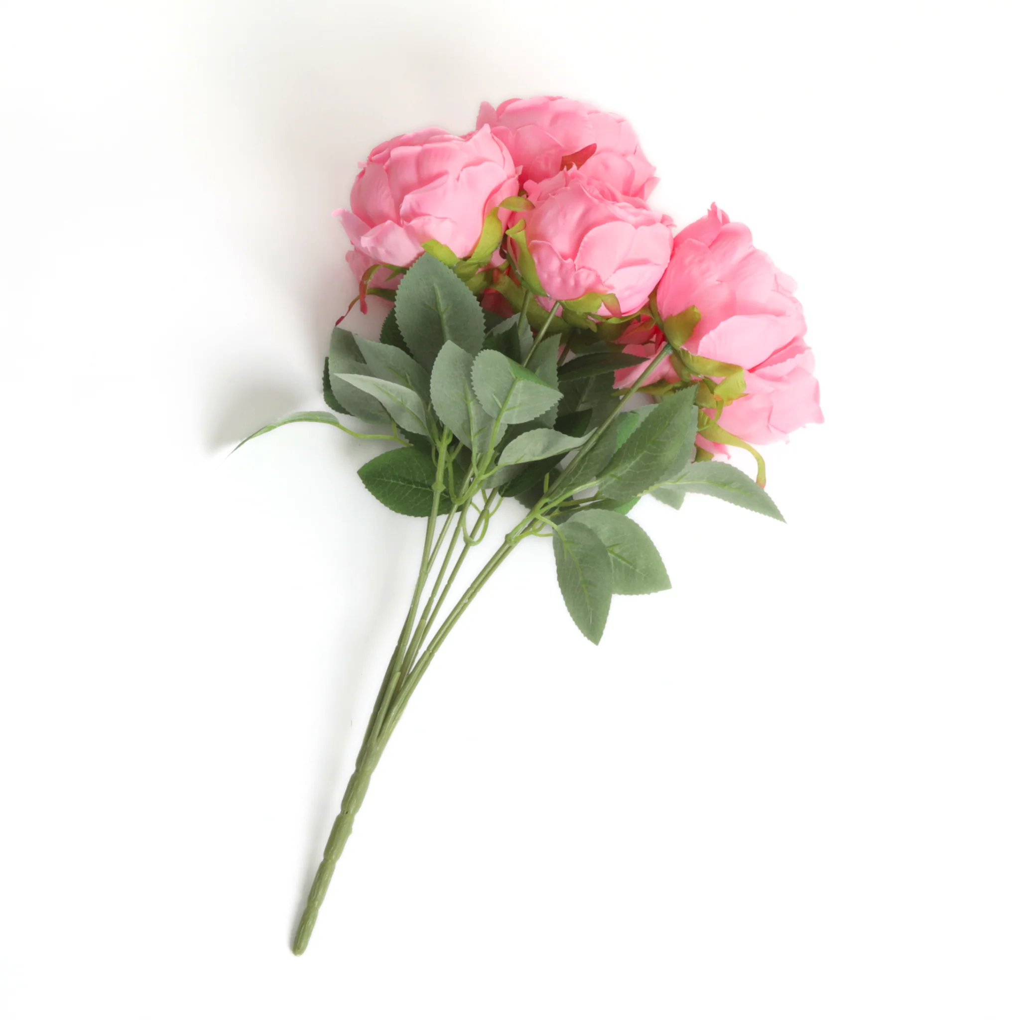 Silk Artificial Peony Flower Bush Bundle - Light Pink - Image 5