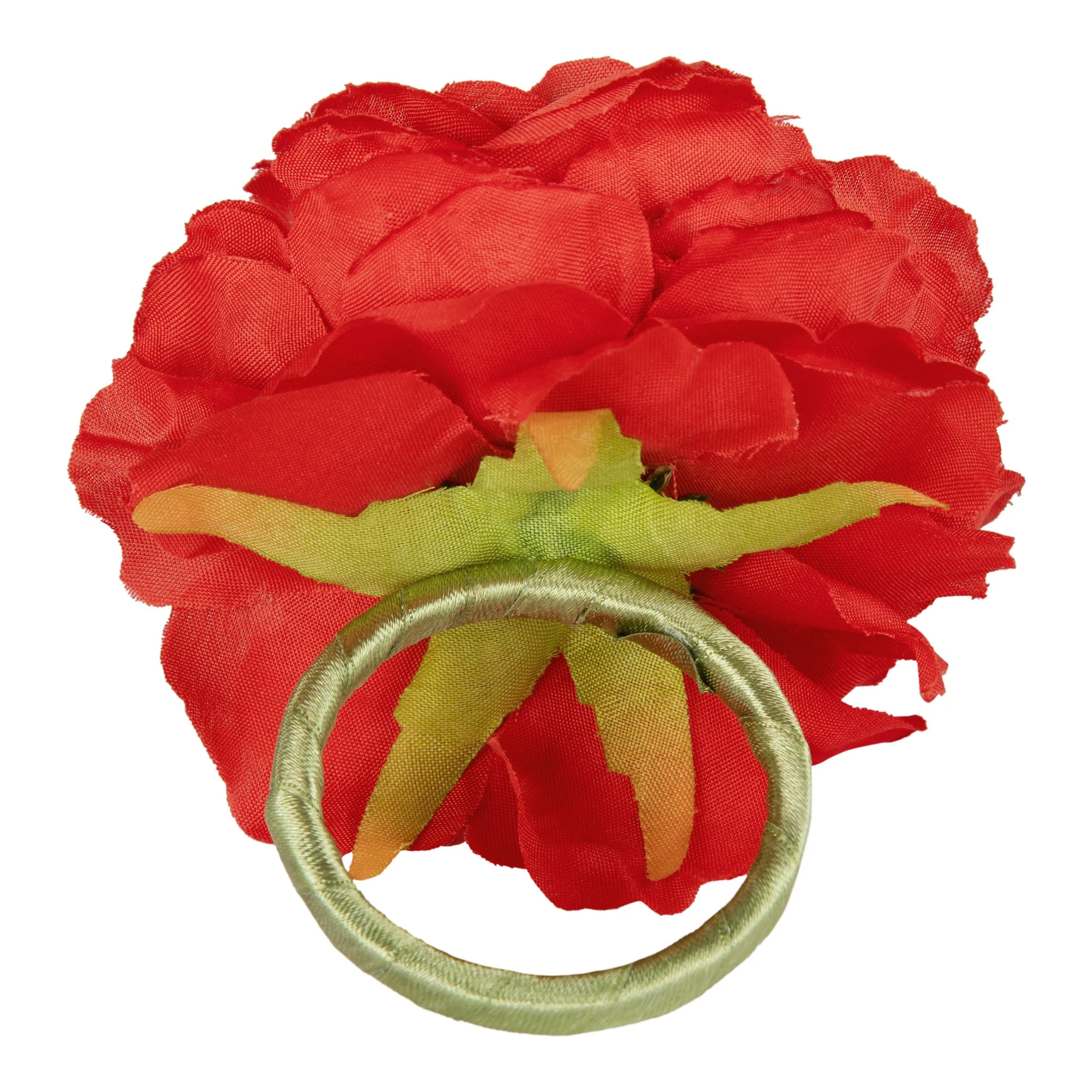Silk Peony Flower Napkin Ring Holder (10 Count) - Red - Image 2