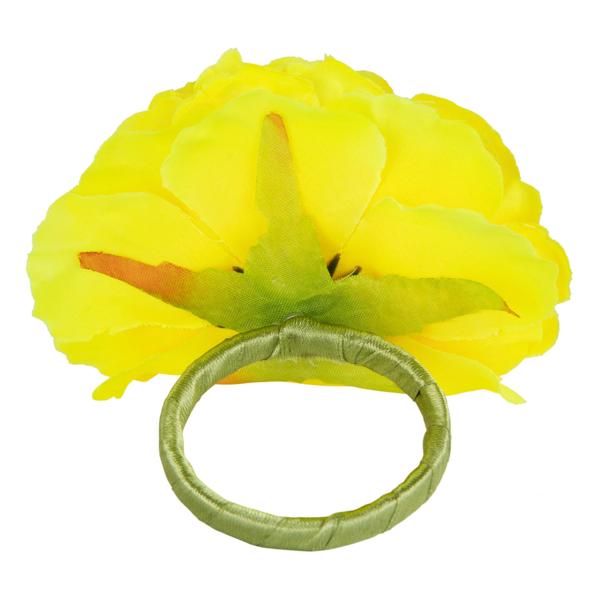 Silk Peony Flower Napkin Ring Holder (10 Count) - Yellow - Image 2