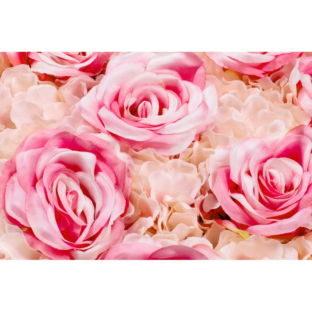 Silk Roses/Hydrangeas Flower Wall Backdrop Panel - Fuchsia & Light Pink - Image 4