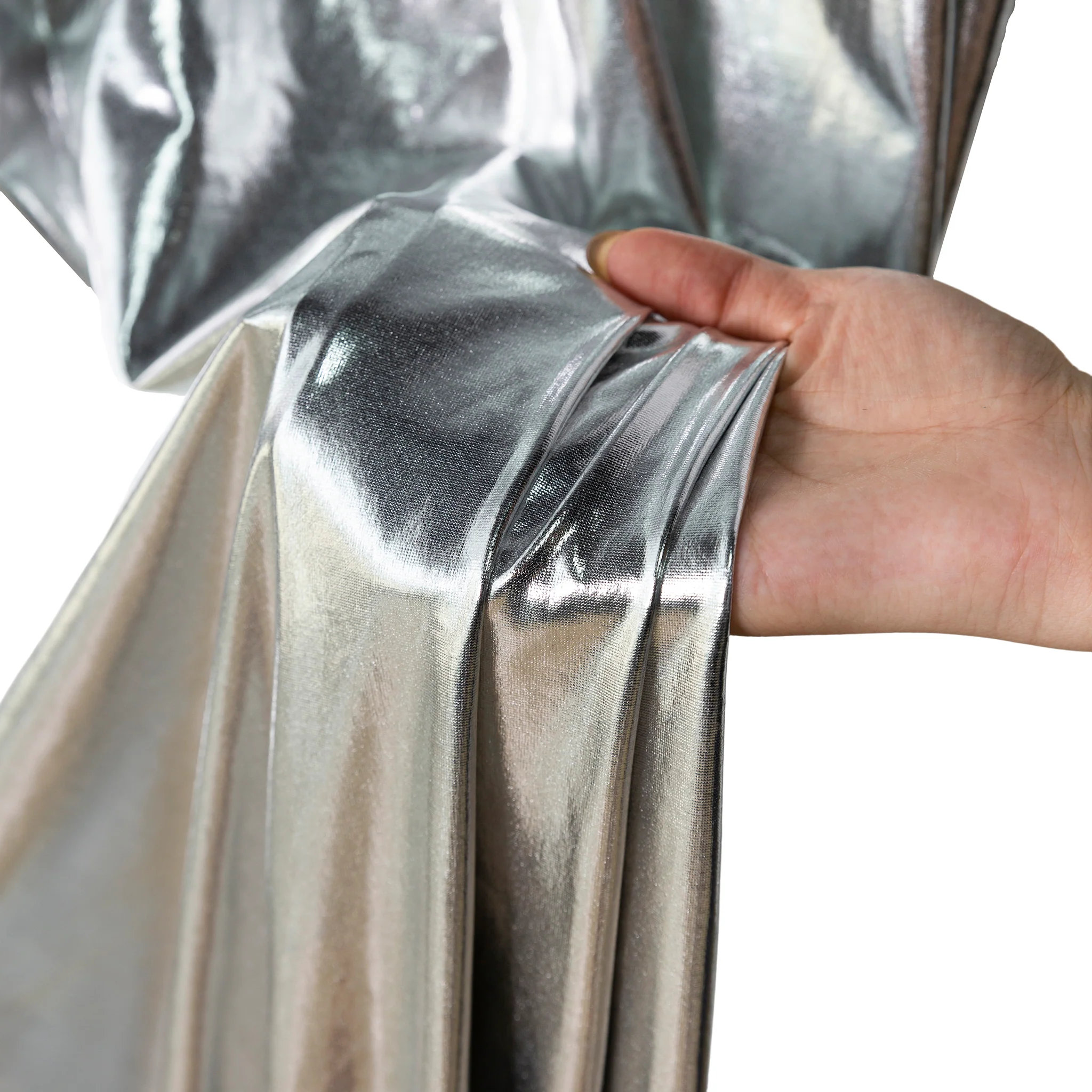 Metallic Silver Spandex Drape Curtain – 10ft x 60" Wrinkle-Free Backdrop Panel - Image 4