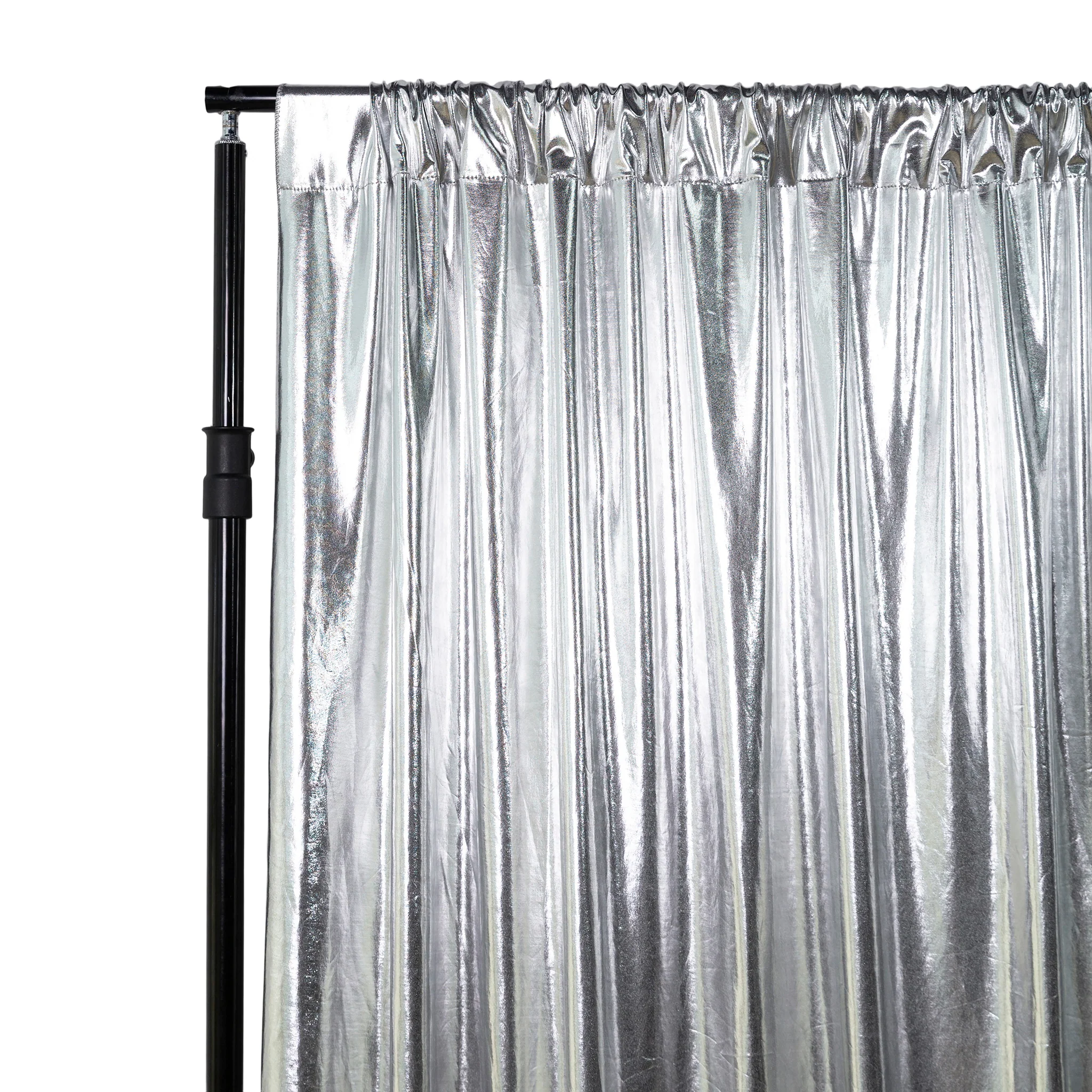 Metallic Silver Spandex Drape Curtain – 14ft x 60" Wrinkle-Free Backdrop Panel