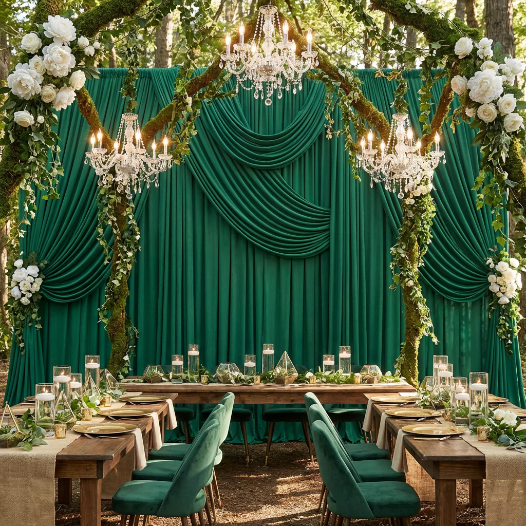 Spandex 4-way Stretch Drape Curtain 10ft H x 60" W - Emerald Green - Image 2