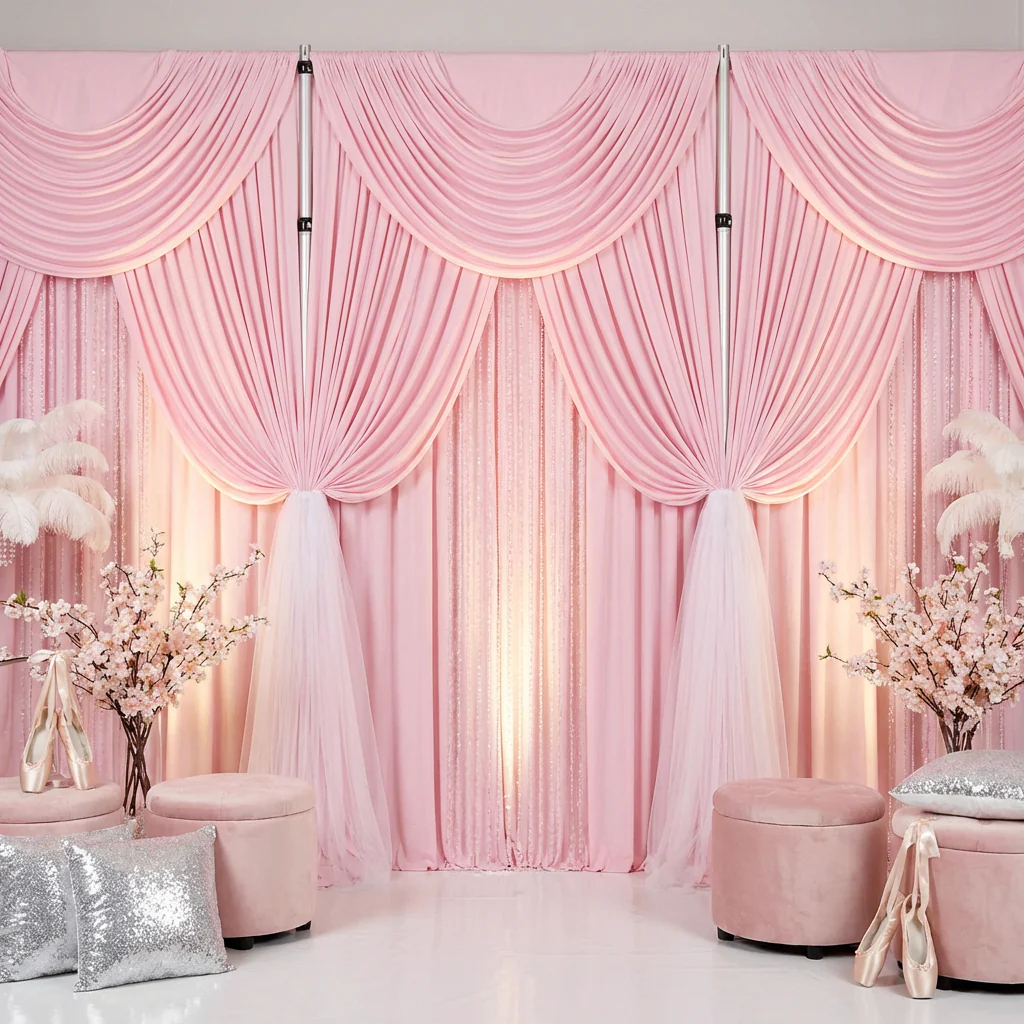 Spandex 4-way Stretch Drape Curtain 10ft H x 60" W - Pink - Image 3