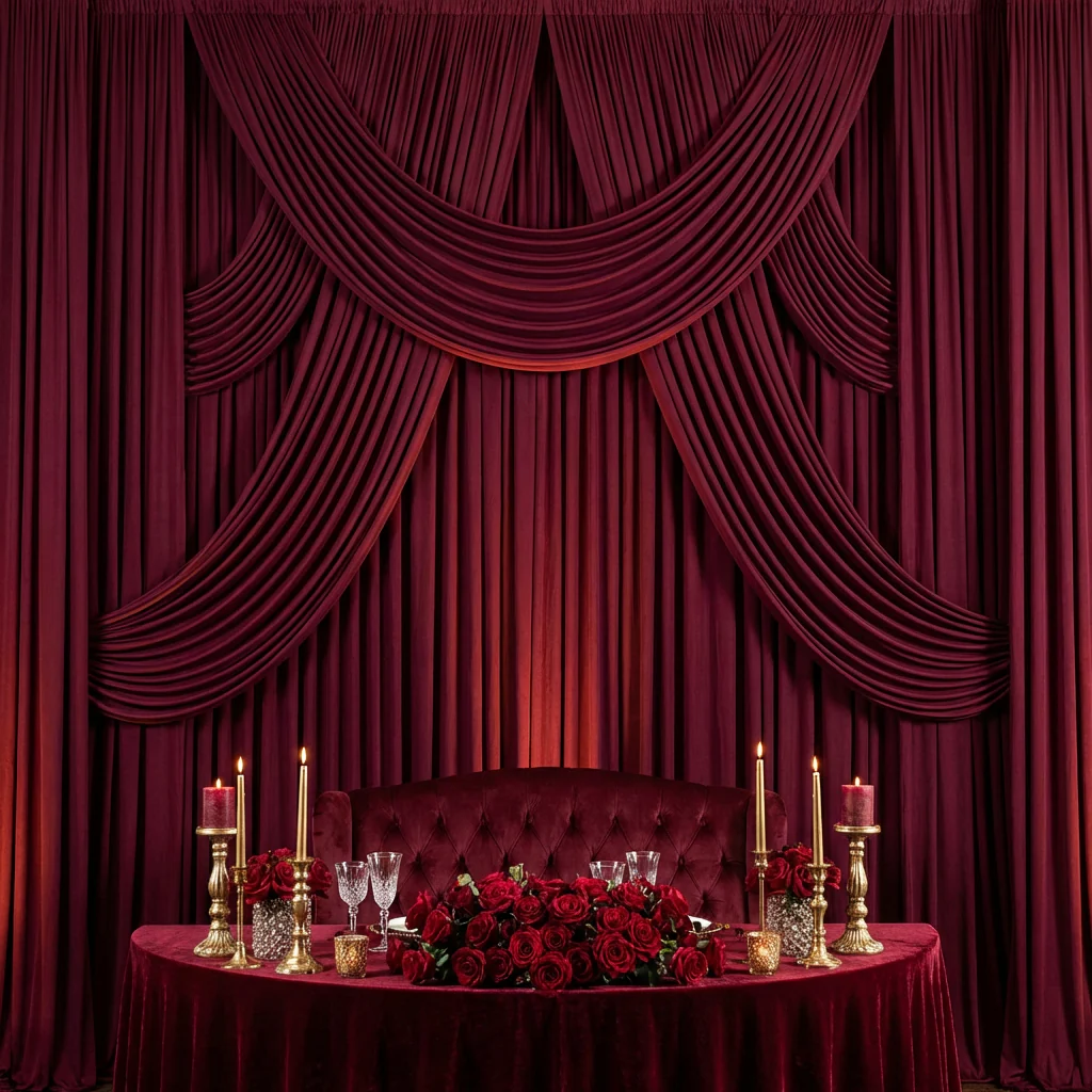 Spandex 4-way Stretch Drape Curtain 12ft H x 60" W - Burgundy - Image 2