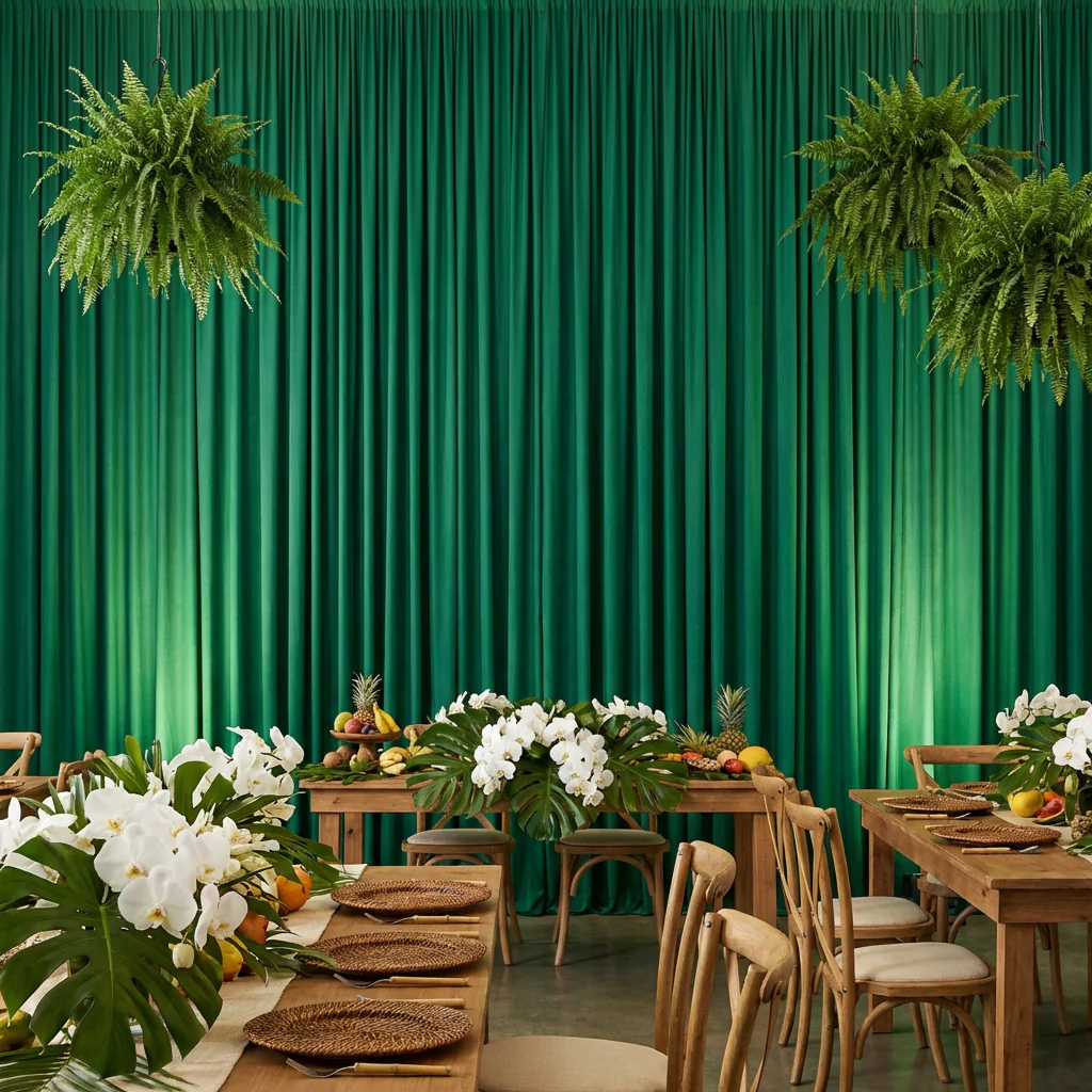 Spandex 4-way Stretch Drape Curtain 12ft H x 60" W - Emerald Green - Image 2