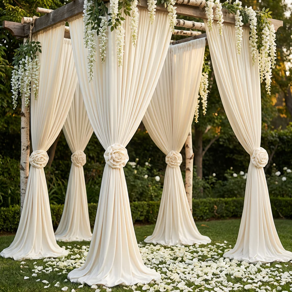 Spandex 4-way Stretch Drape Curtain 12ft H x 60" W - Ivory - Image 3