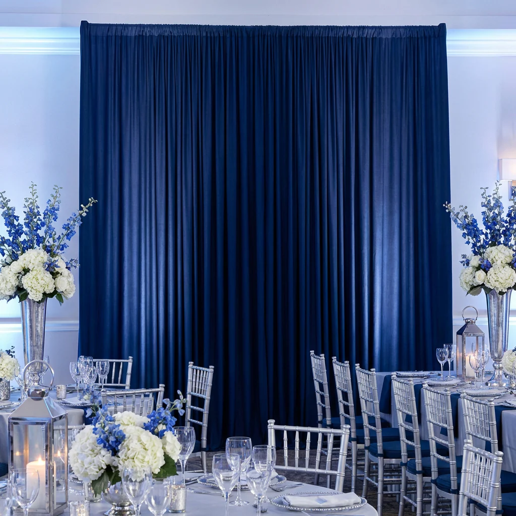 Spandex 4-way Stretch Drape Curtain 12ft H x 60" W - Navy Blue - Image 2