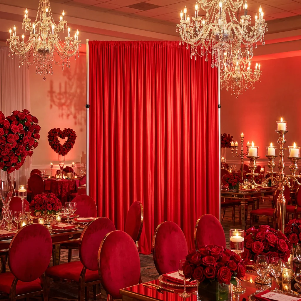 Spandex 4-way Stretch Drape Curtain 12ft H x 60" W - Red - Image 2