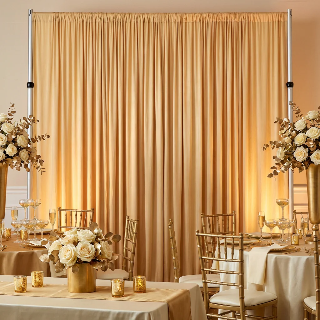 Spandex 4-way Stretch Backdrop Drape Curtain 12ft H x 60" W - Champagne - Image 2