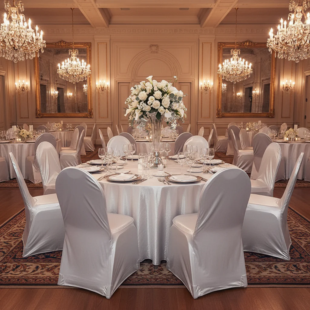 Spandex Banquet Chair Cover - Metallic Silver - Image 2