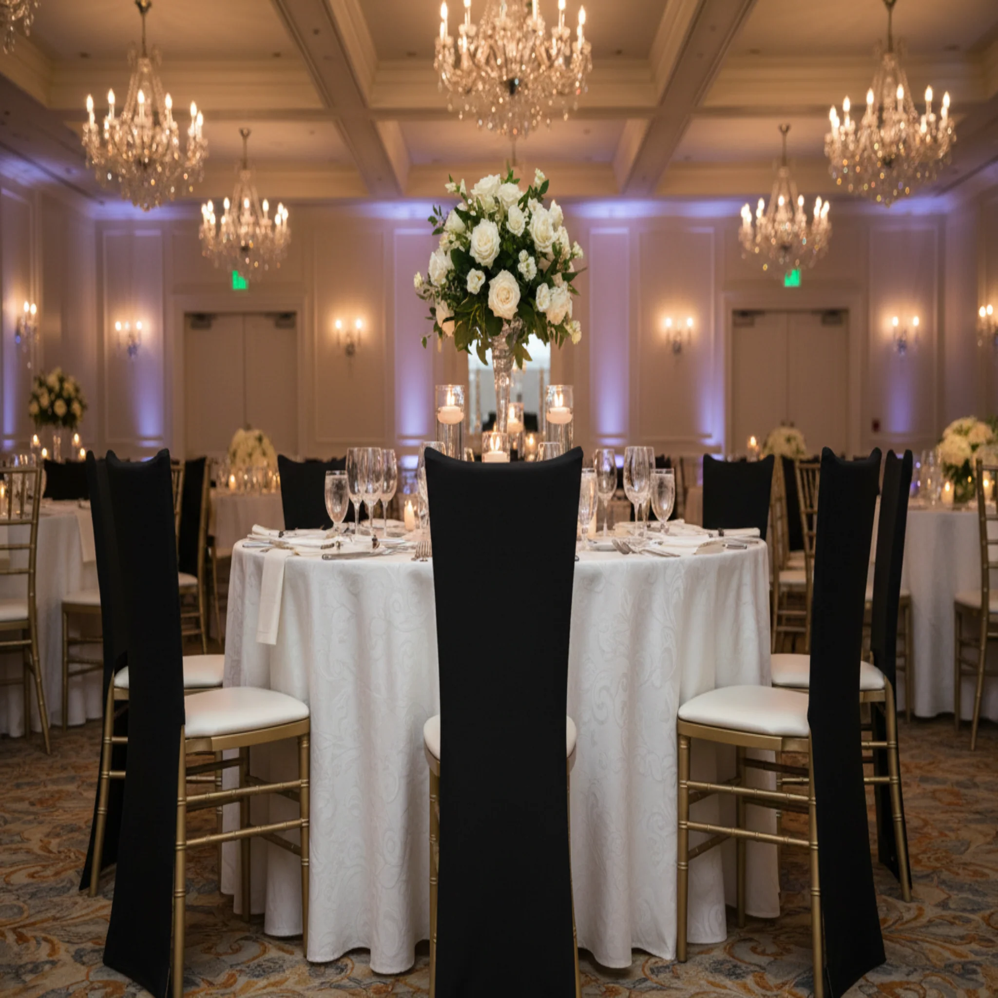 Spandex Chiavari Chair Back Cover - Black - Image 3
