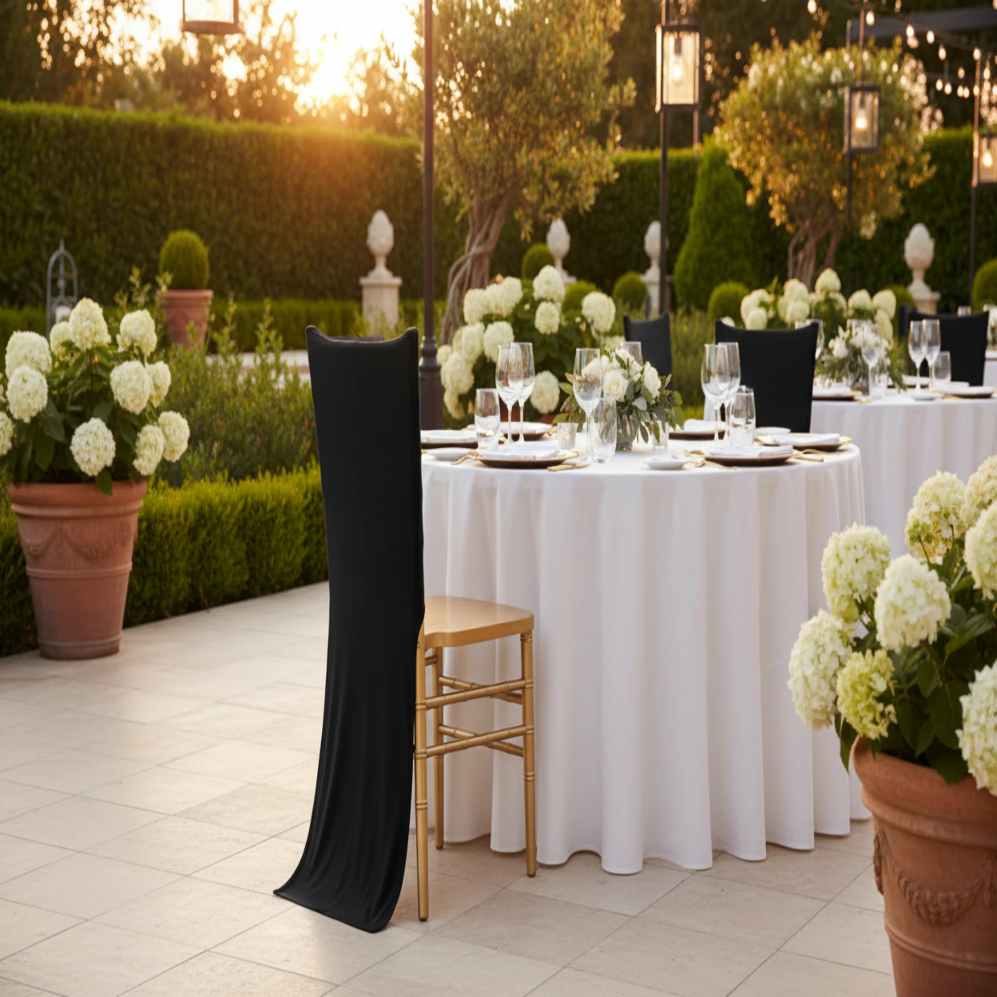 Spandex Chiavari Chair Back Cover - Black - Image 4