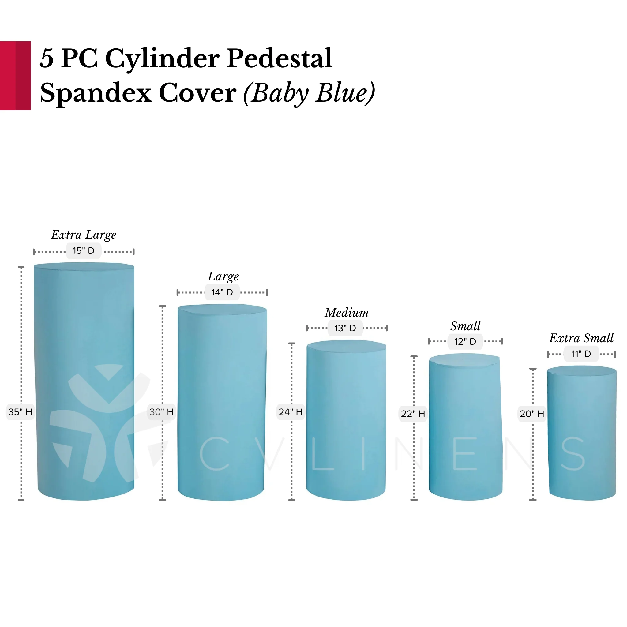 Spandex Pillar Covers for Metal Cylinder Pedestal Stands 5 pcs/set - Baby Blue - Image 4