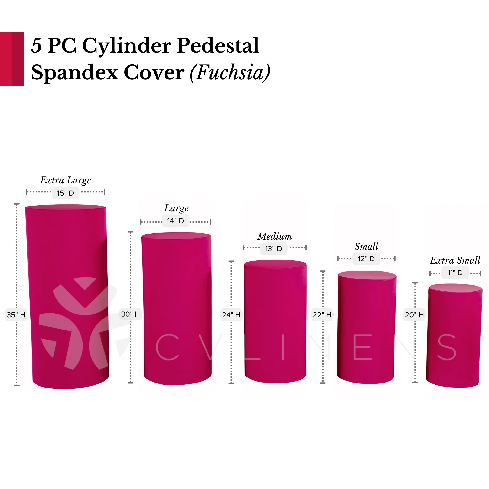 Spandex Pillar Covers for Metal Cylinder Pedestal Stands 5 pcs/set - Fuchsia - Image 6