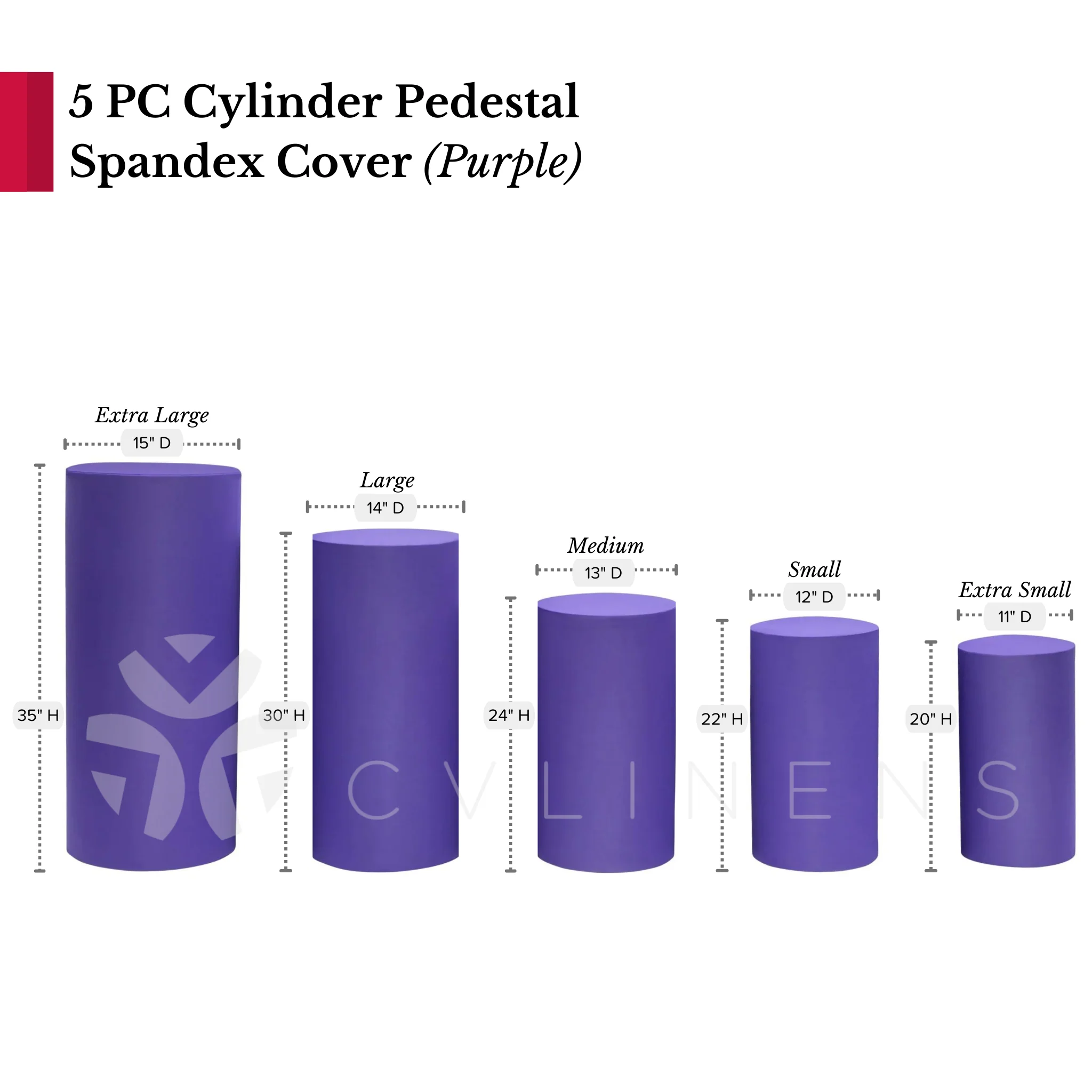 Spandex Pillar Covers for Metal Cylinder Pedestal Stands 5 pcs/set - Purple - Image 4