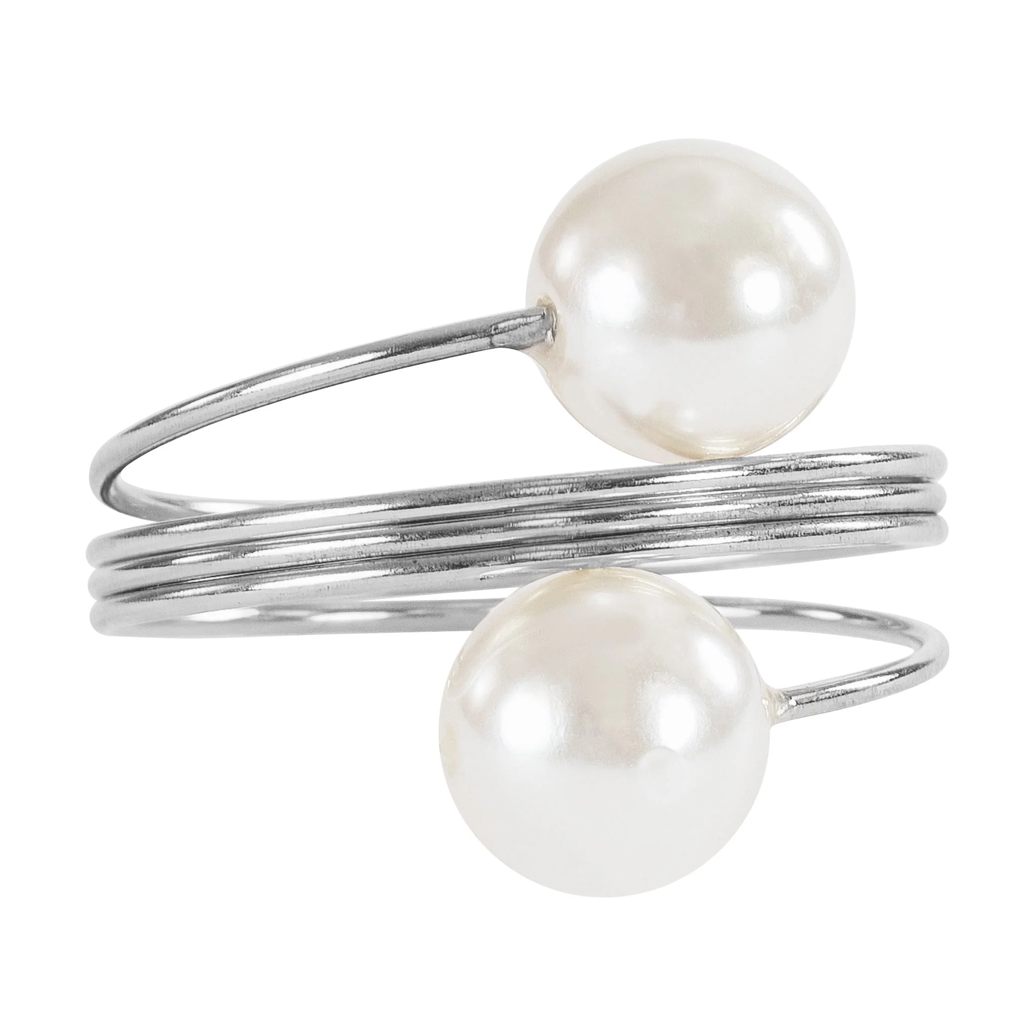 10 pc/pk Spiral Faux Pearl Napkin Ring - Silver - Image 4