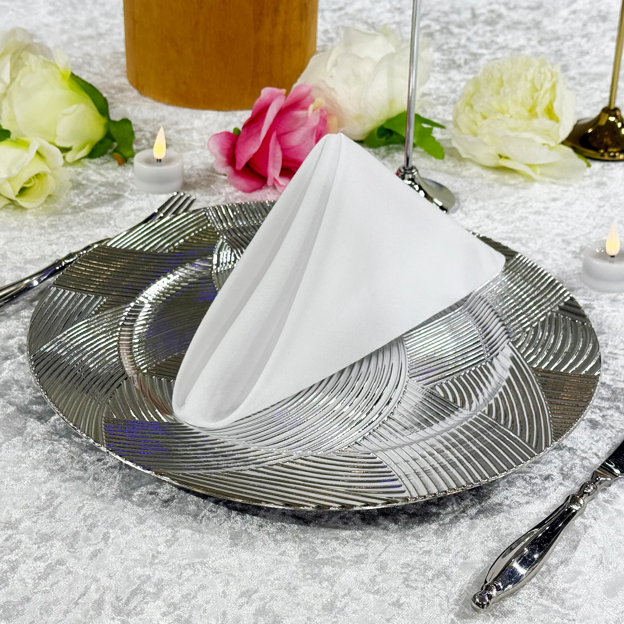 5 pcs/pk Premium Spun Polyester Napkin 20"x20" - White - Image 2