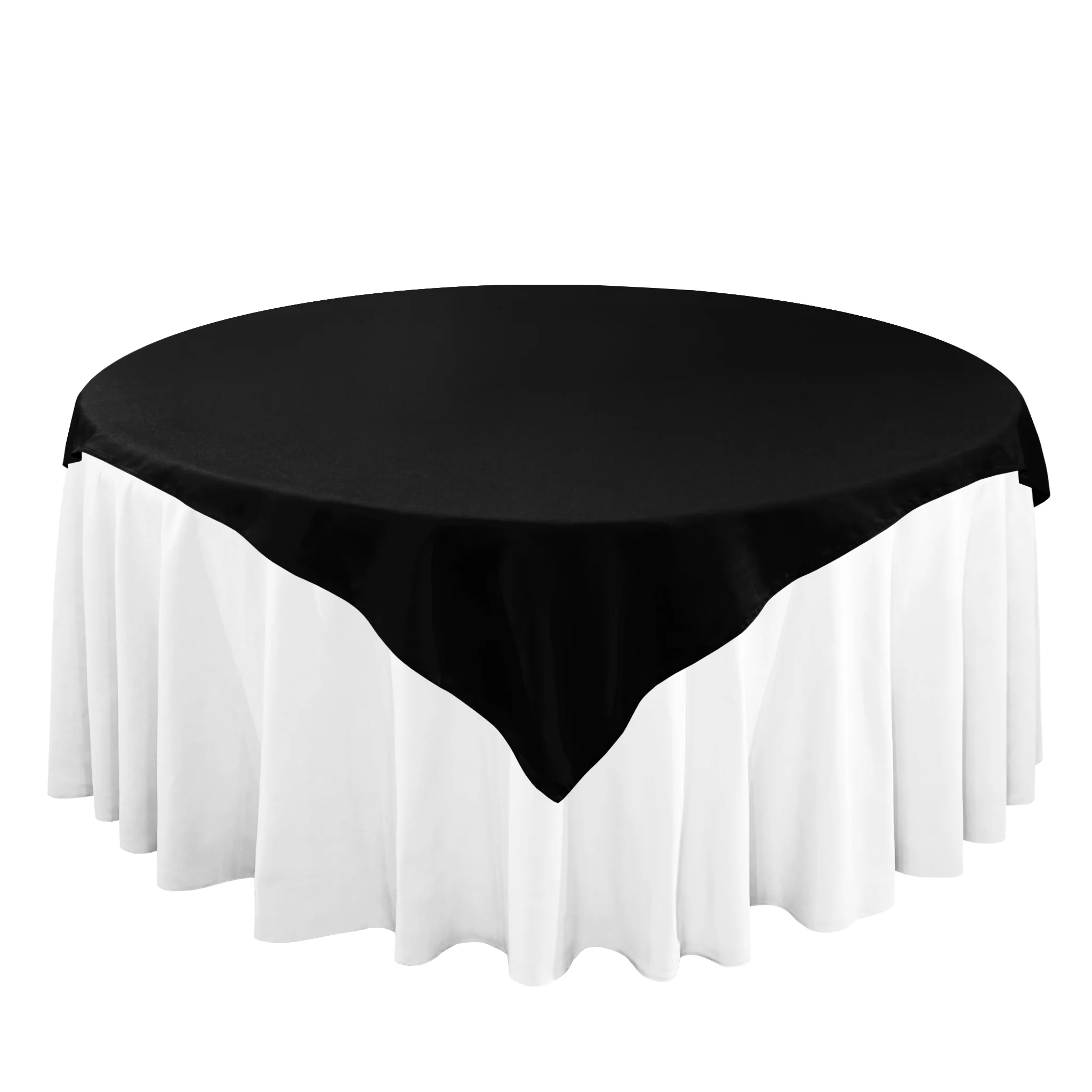 Premium Spun Polyester Square 90"x90" Overlay/Tablecloth - Black