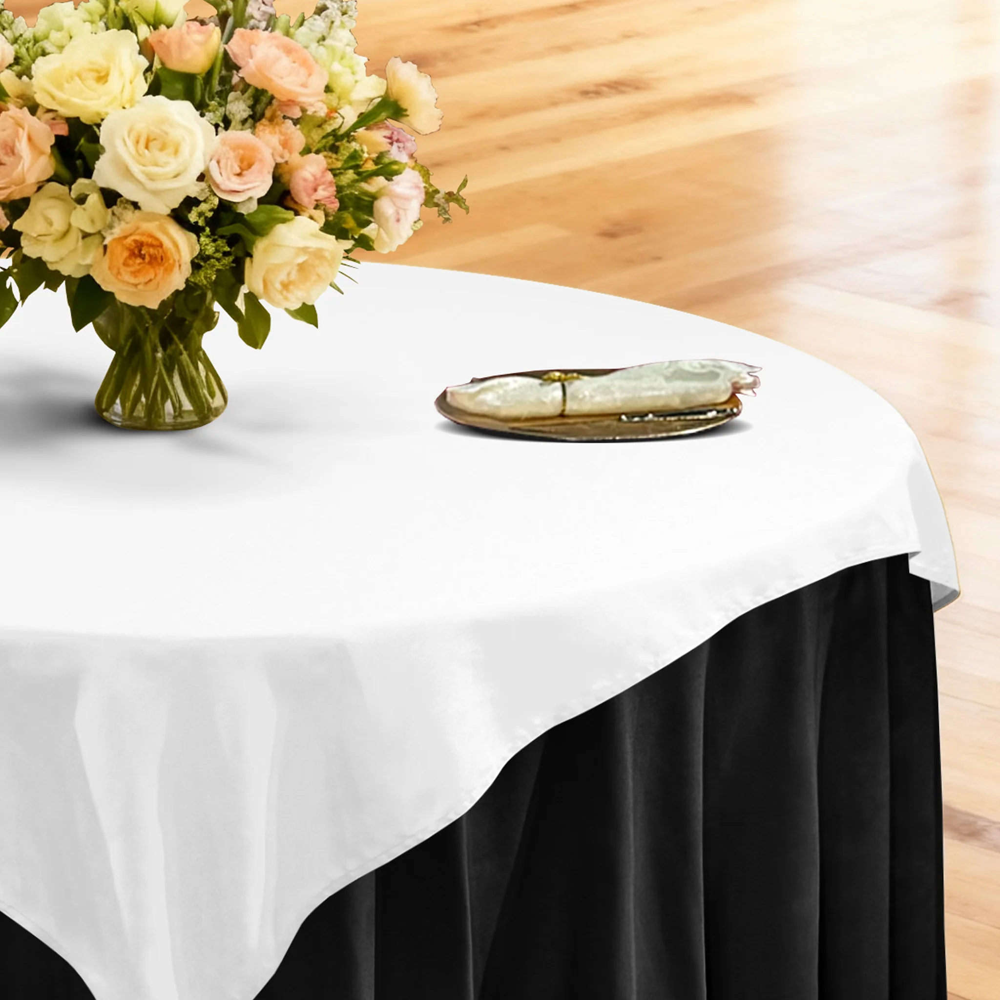 Premium Spun Polyester Square 90"x90" Overlay/Tablecloth - White - Image 4