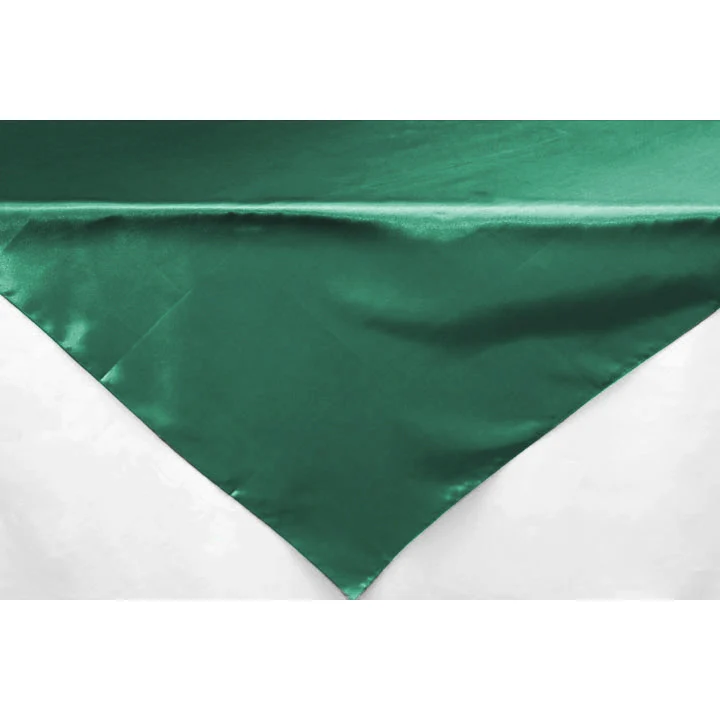 Square 54" Satin Table Overlay - Emerald Green