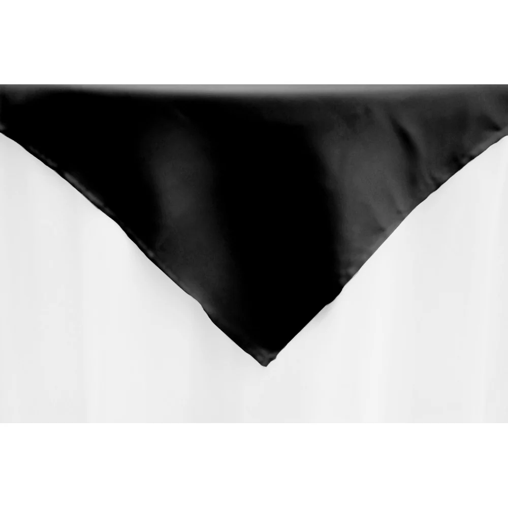 Square 72" Lamour Satin Table Overlay - Black - Image 2