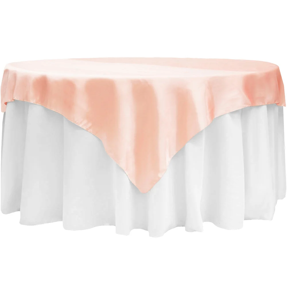 Square 72" Satin Table Overlay - Blush/Rose Gold