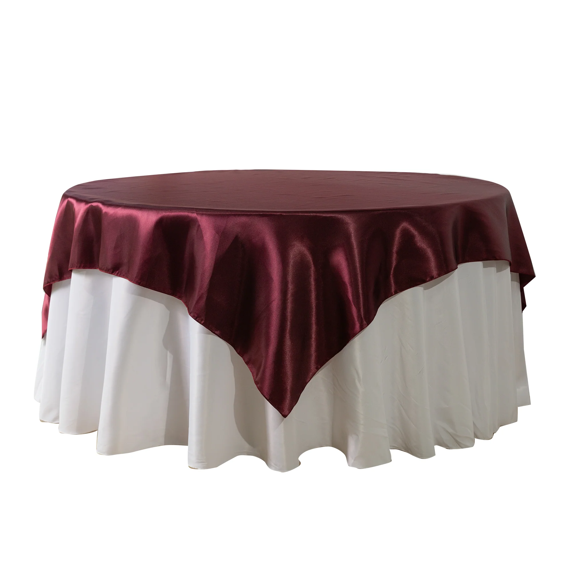 Square 72" Satin Table Overlay - Cabernet