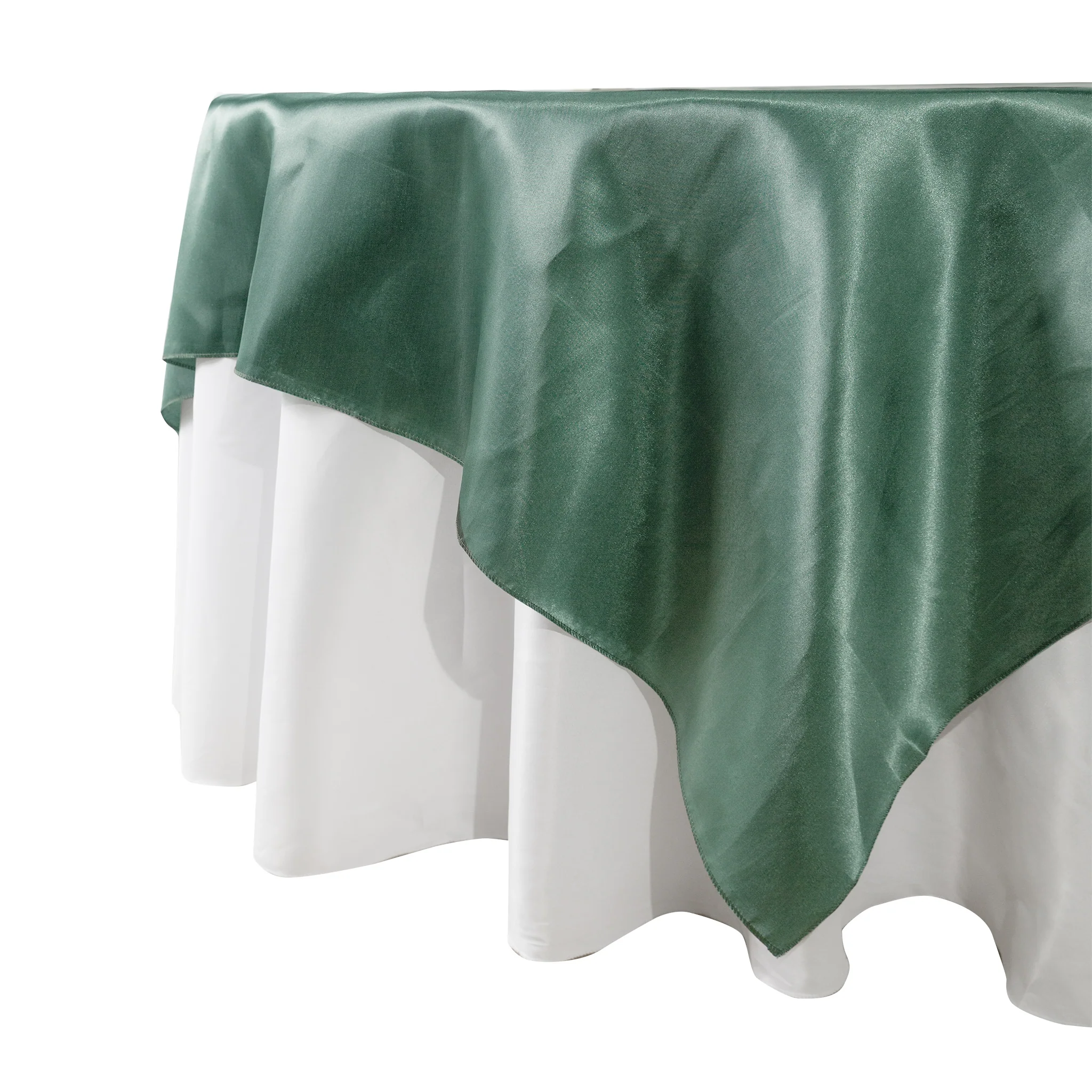 Square 72" Satin Table Overlay - Eucalyptus - Image 2
