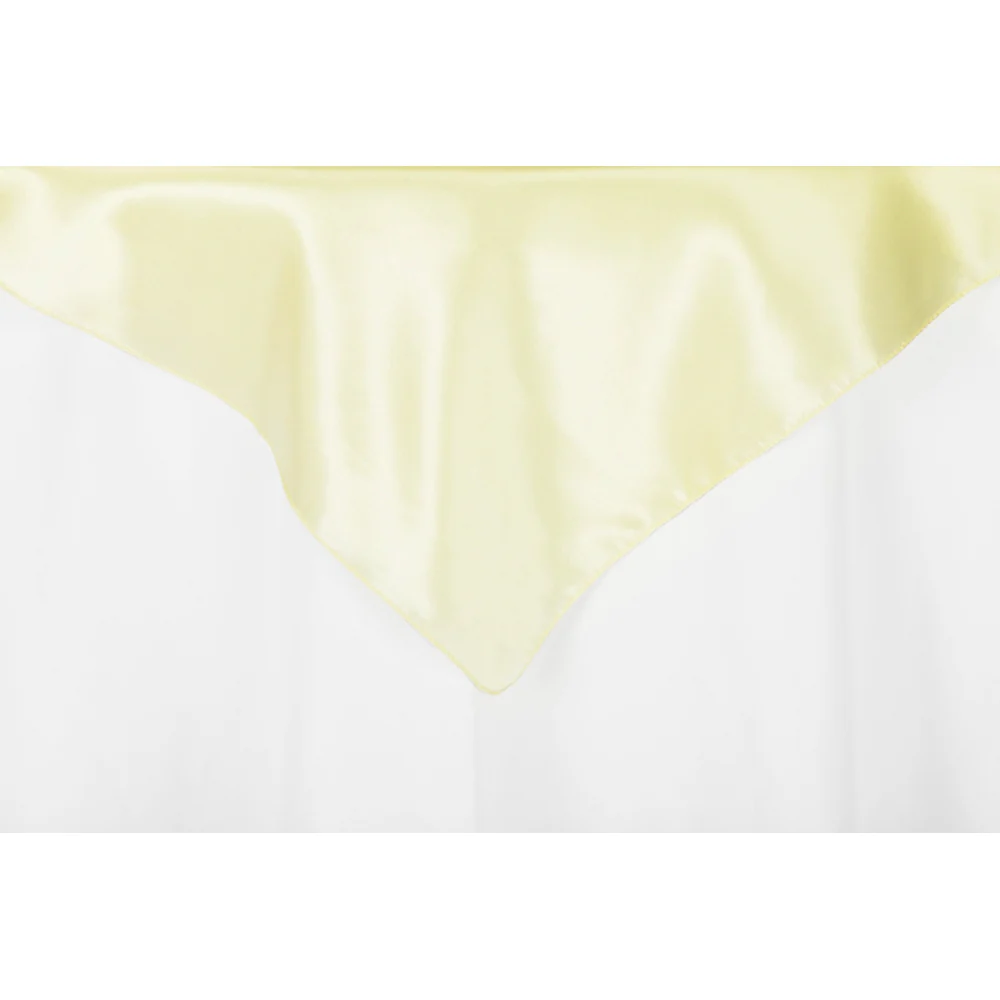 Square 72" Satin Table Overlay - Yellow - Image 2