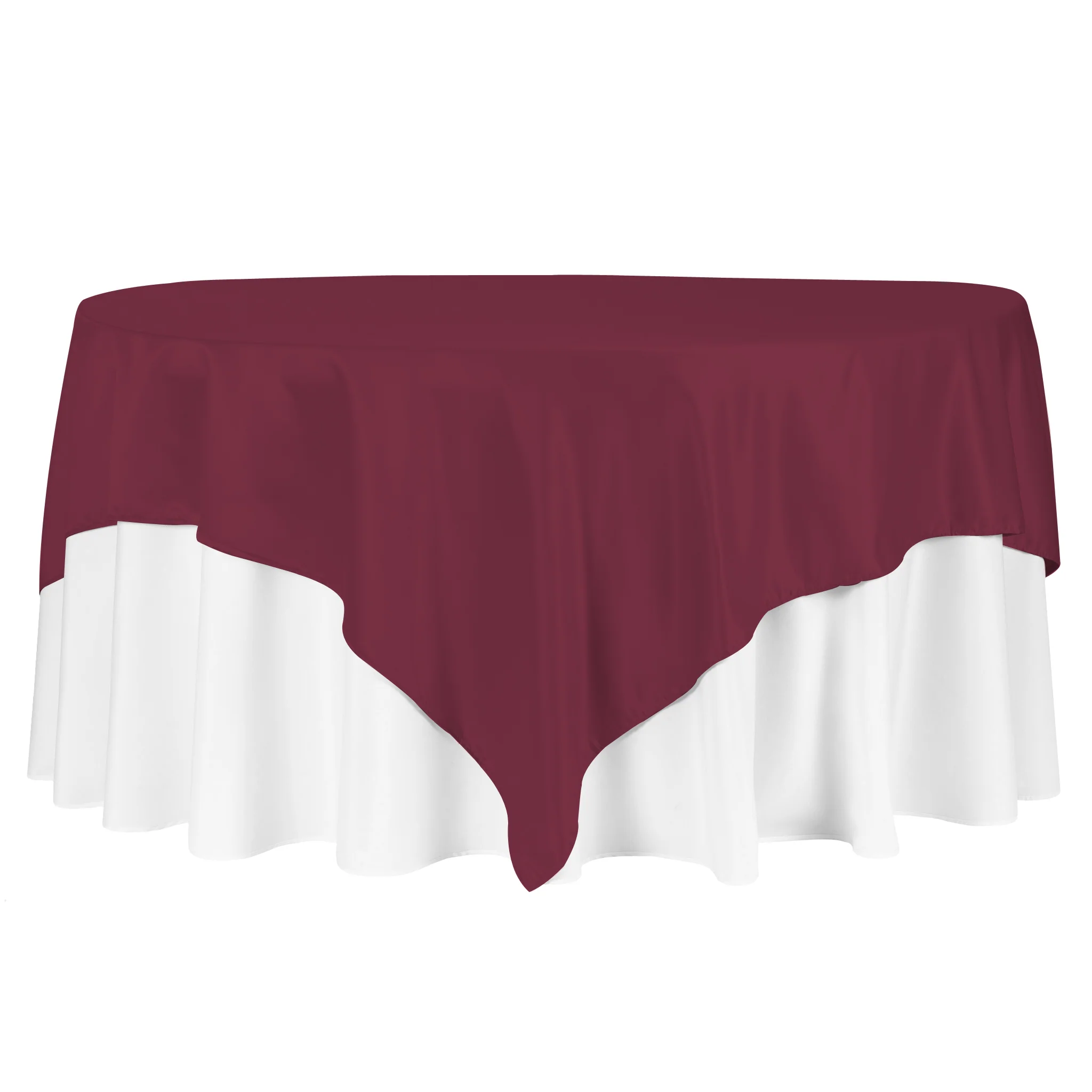 Square 90"x90" Lamour Satin Table Overlay - Burgundy