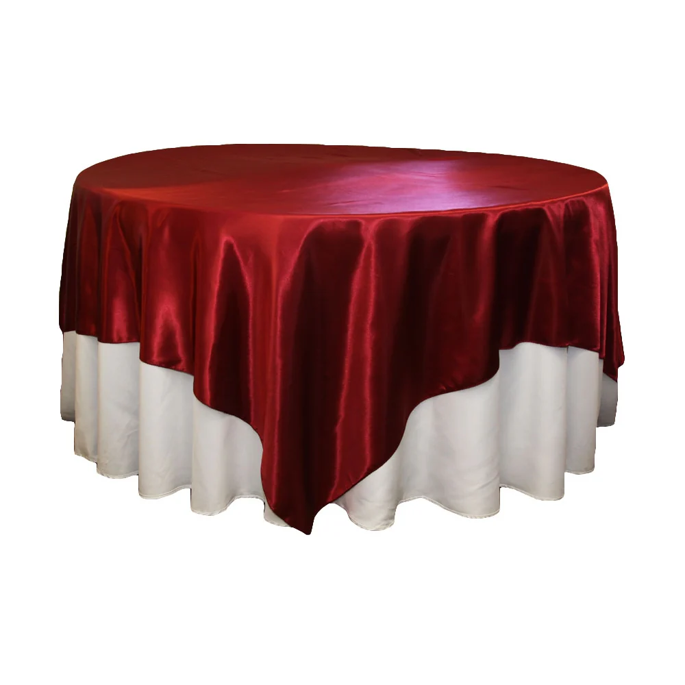 Square 90"x90" Satin Table Overlay - Apple Red - Image 2