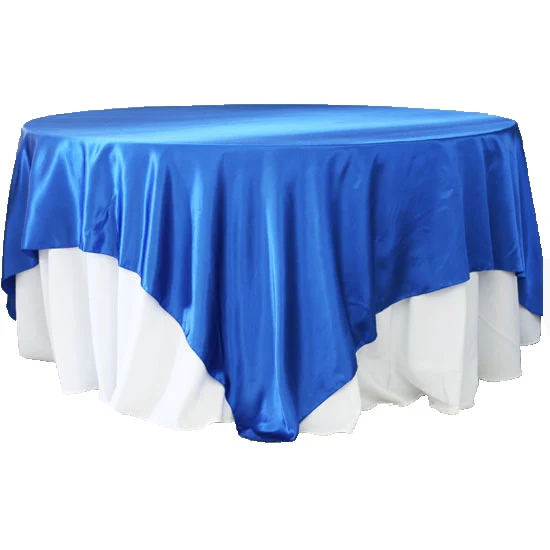 Square 90"x90" Satin Table Overlay - Royal Blue - Image 2