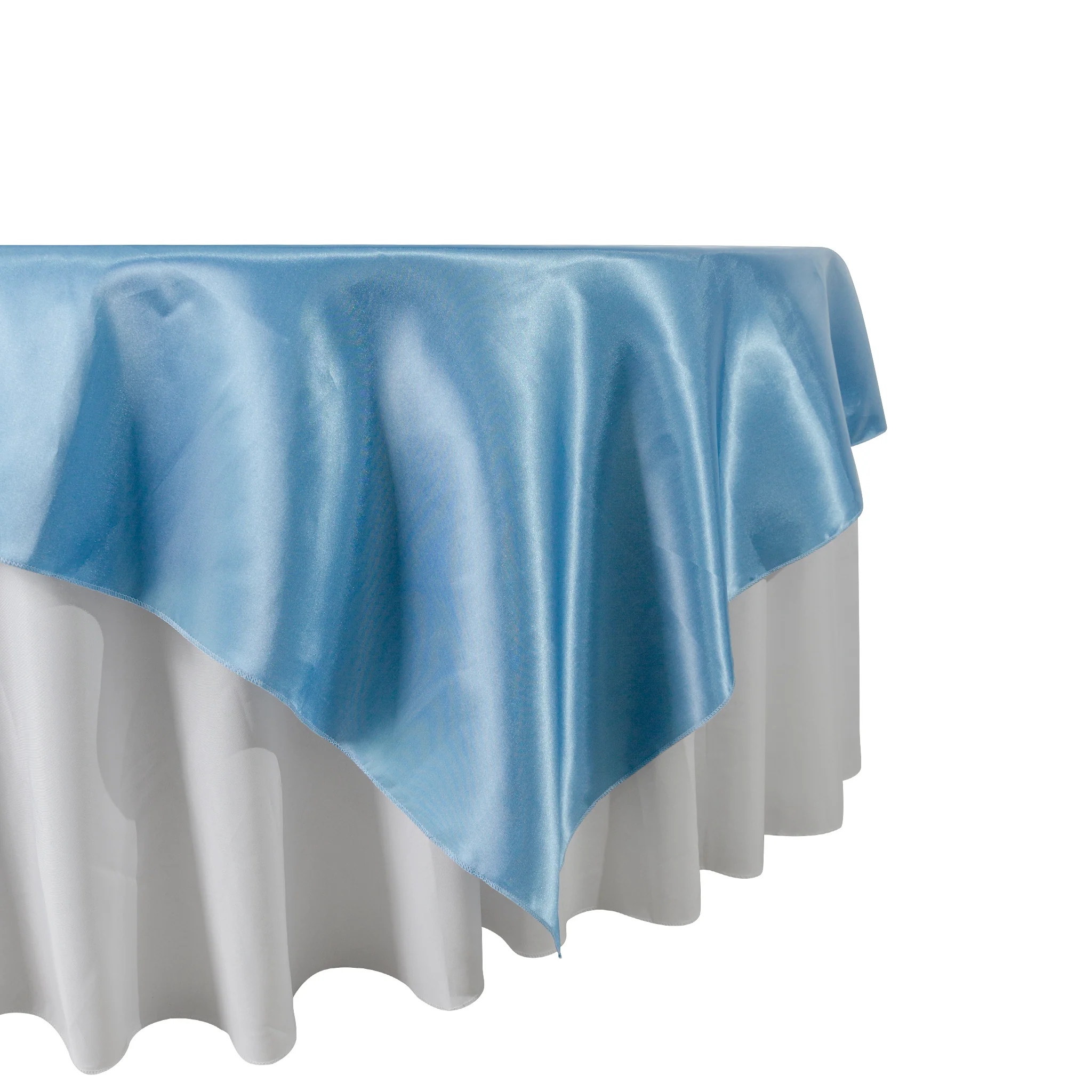 Square 90"x90" Satin Table Overlay - Steele Blue - Image 2