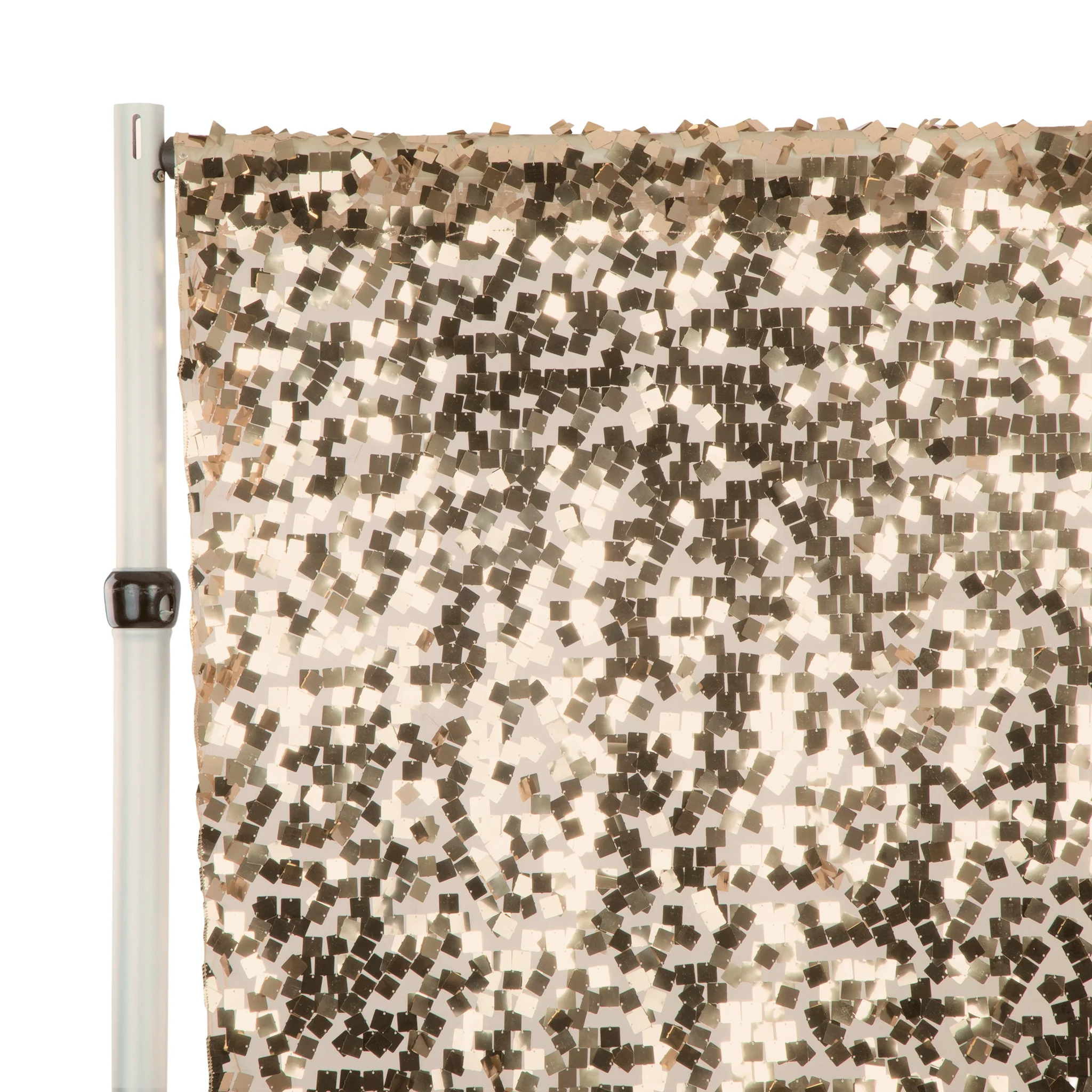 Square Payette Sequin 12ft H x 52" W Drape/Backdrop panel - Champagne - Image 2