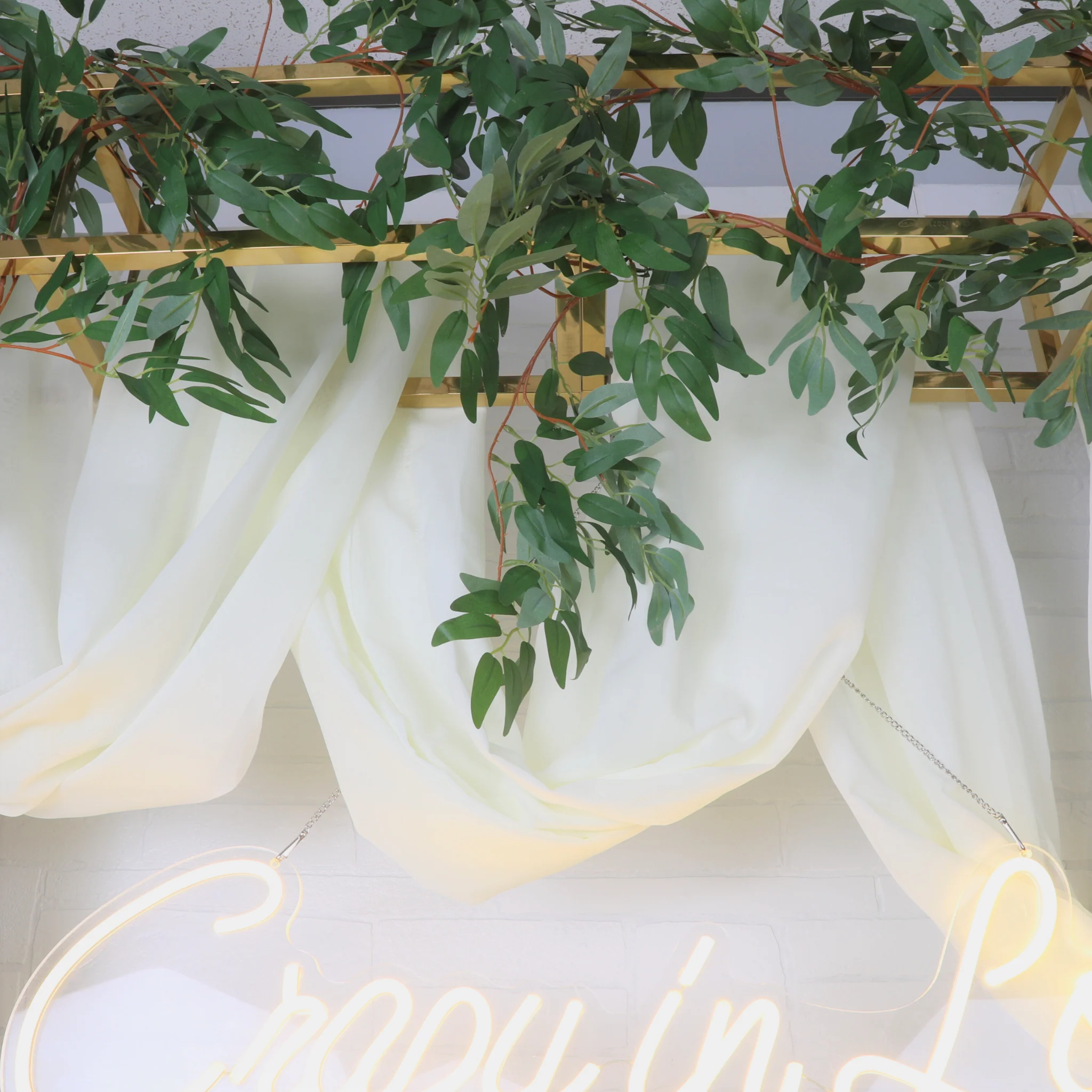 Square Pillar Wedding Arch Backdrop Stand with Shelves - Gold - Image 4