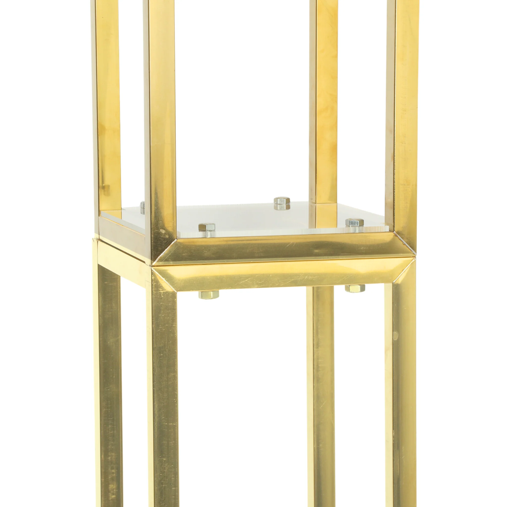 Square Pillar Wedding Arch Backdrop Stand with Shelves - Gold - Image 5