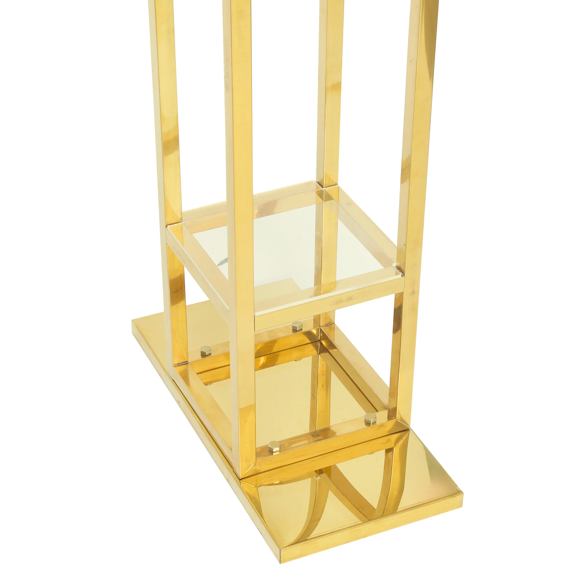 Square Pillar Wedding Arch Backdrop Stand with Shelves - Gold - Image 8