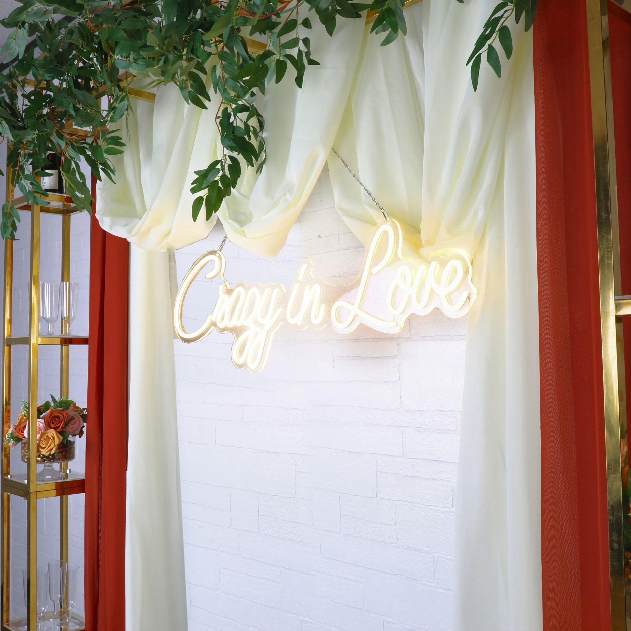Square Pillar Wedding Arch Backdrop Stand with Shelves - Gold - Image 9